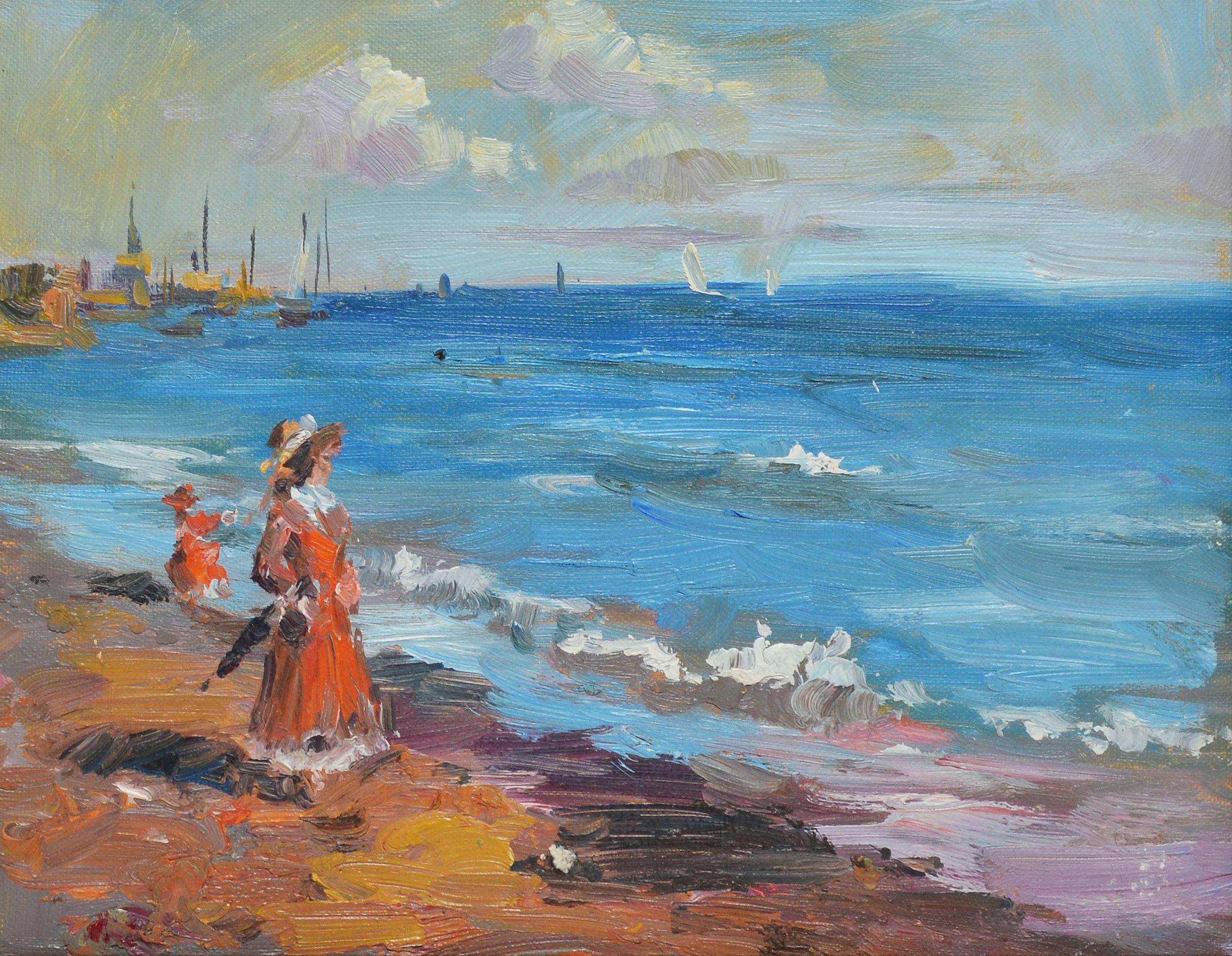 Summer Day at the Beach - Impressionist Painting by Unknown