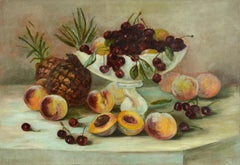 Vintage Summer Fruit Still-Life with Cherries, Peaches & Pineapple - After H. Raymond 