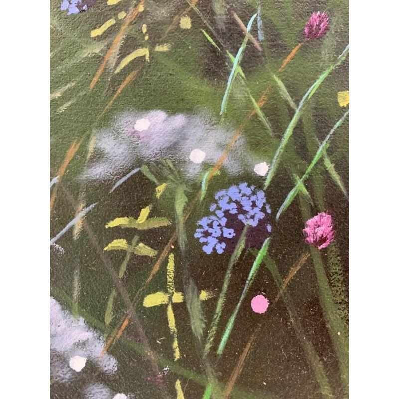 Summer Garden Study VII [2022]

Summer Garden Study VII is an original macro style realist painting by Dylan Lloyd, presenting a close up view of a wild garden in bloom. With beautiful blue purple and white flowers dotted around the foreground and a