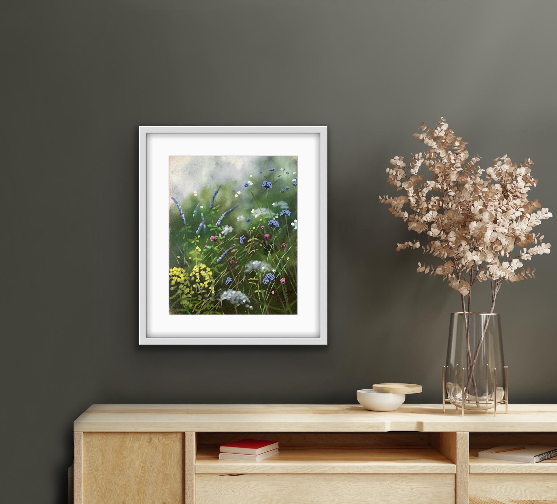 Summer Garden Study VII, Realist Painting, Impressionist Style Art, Floral Art For Sale 2