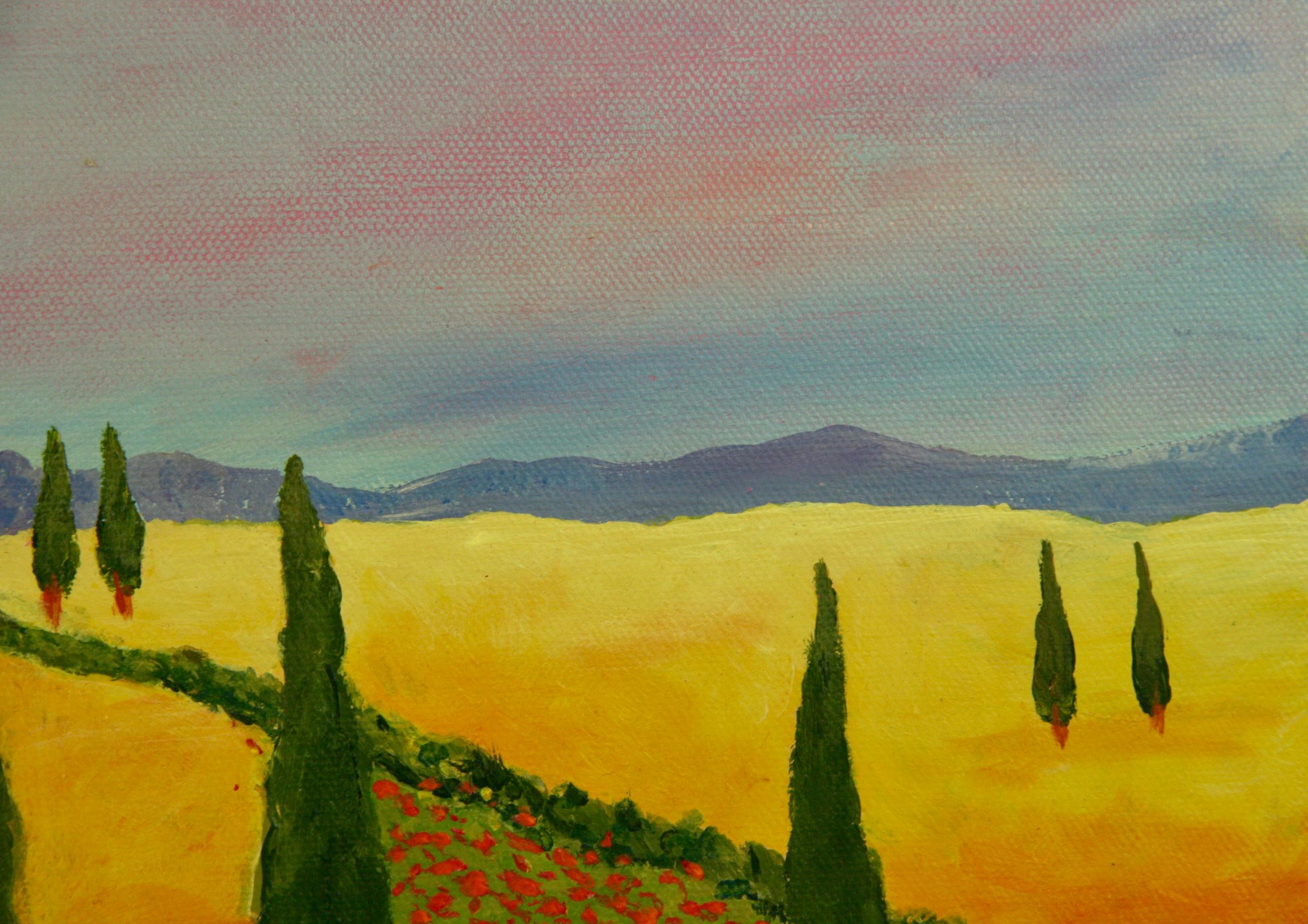 Paisaje de verano en Toscana  Pintura - Landscape Painting Marrón de Unknown