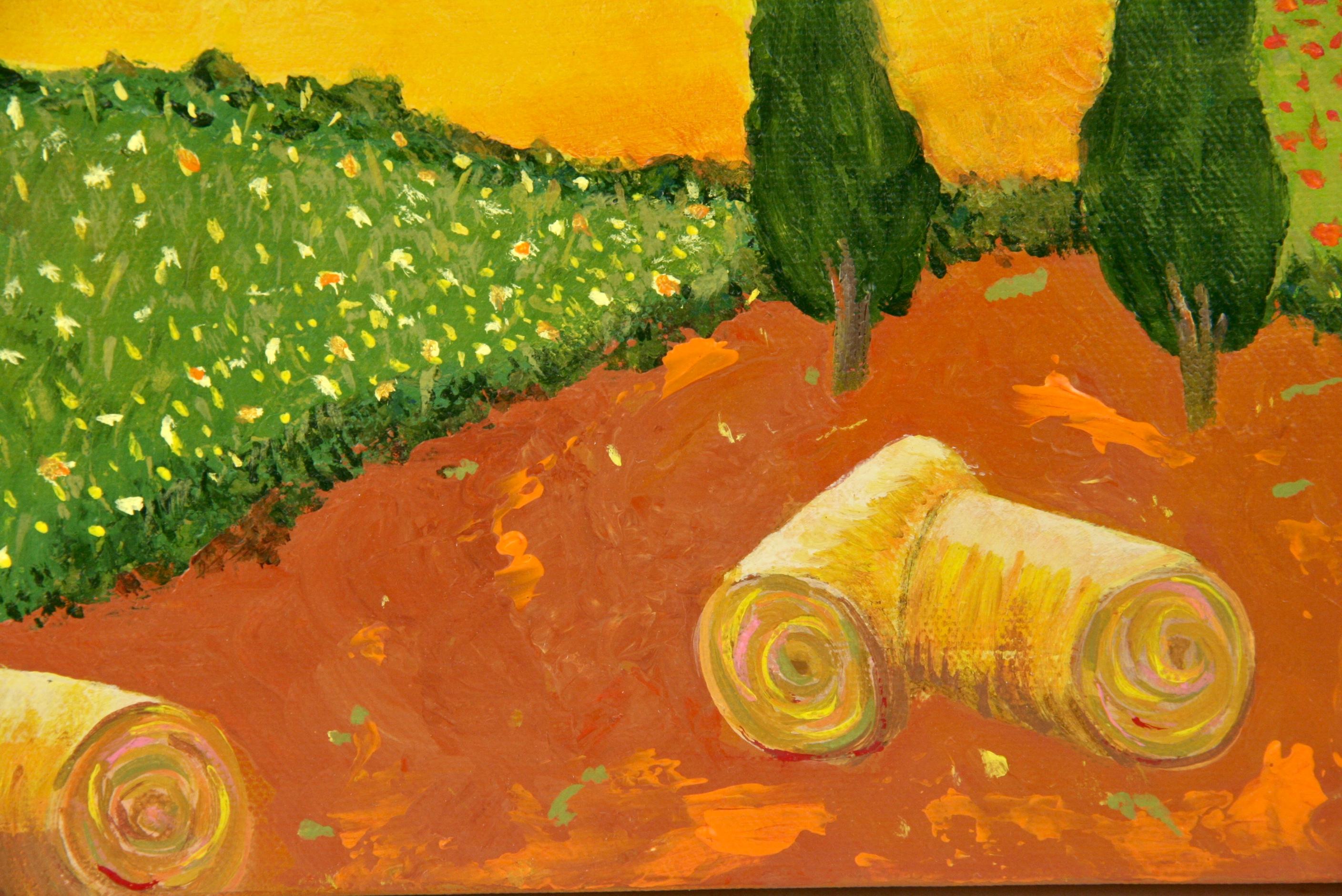 5-3481 Acrílico sobre lienzo rasgado
Representando un paisaje toscano
Firmado P.Russo