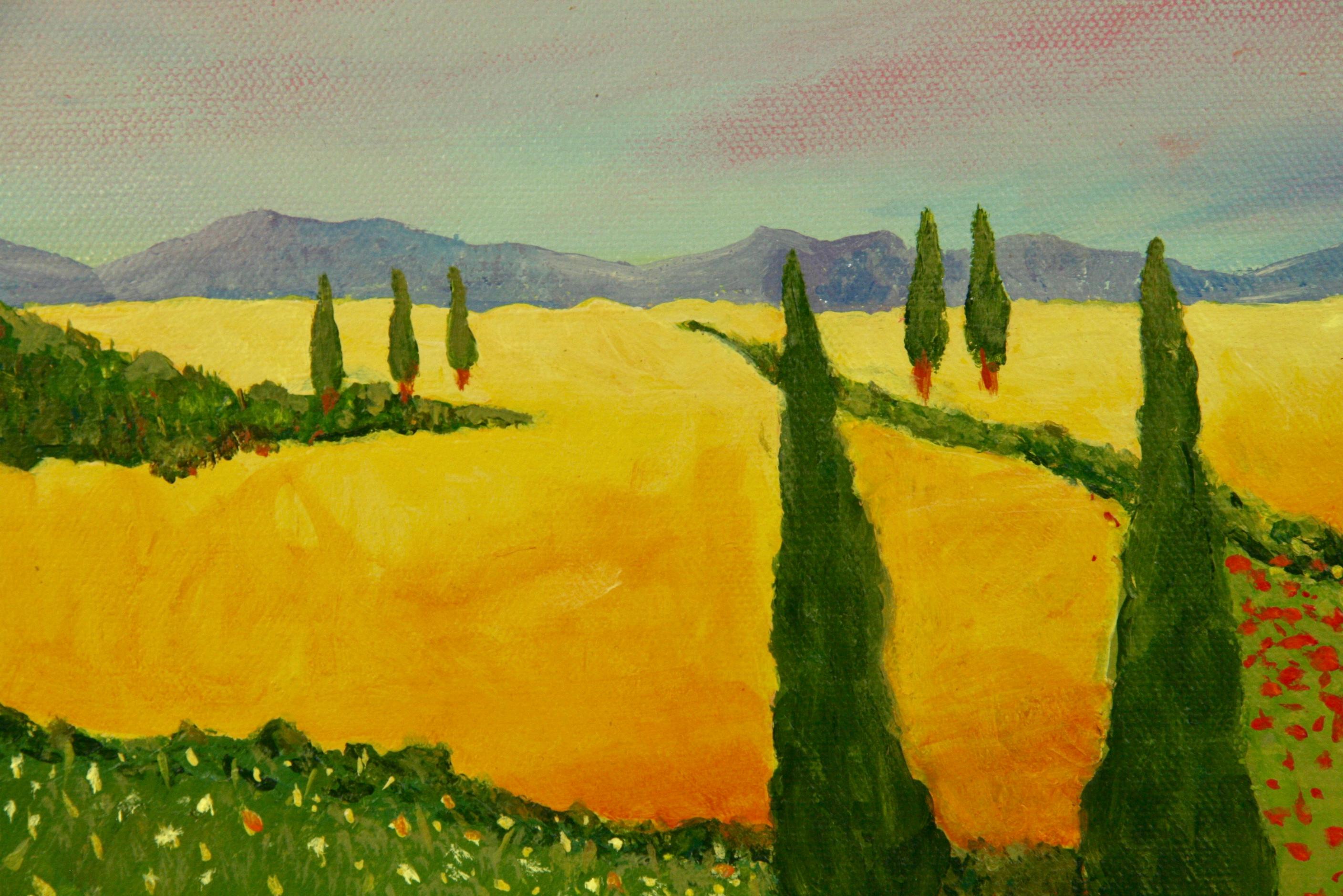 Paisaje de verano en Toscana  Pintura en venta 1