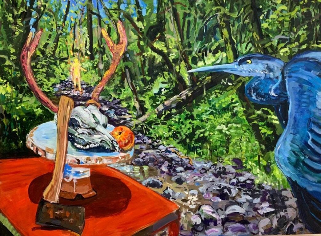 Unknown Animal Painting – Summer Reverie, Öl auf Tafel Gemälde von Daniel Duford, 2022