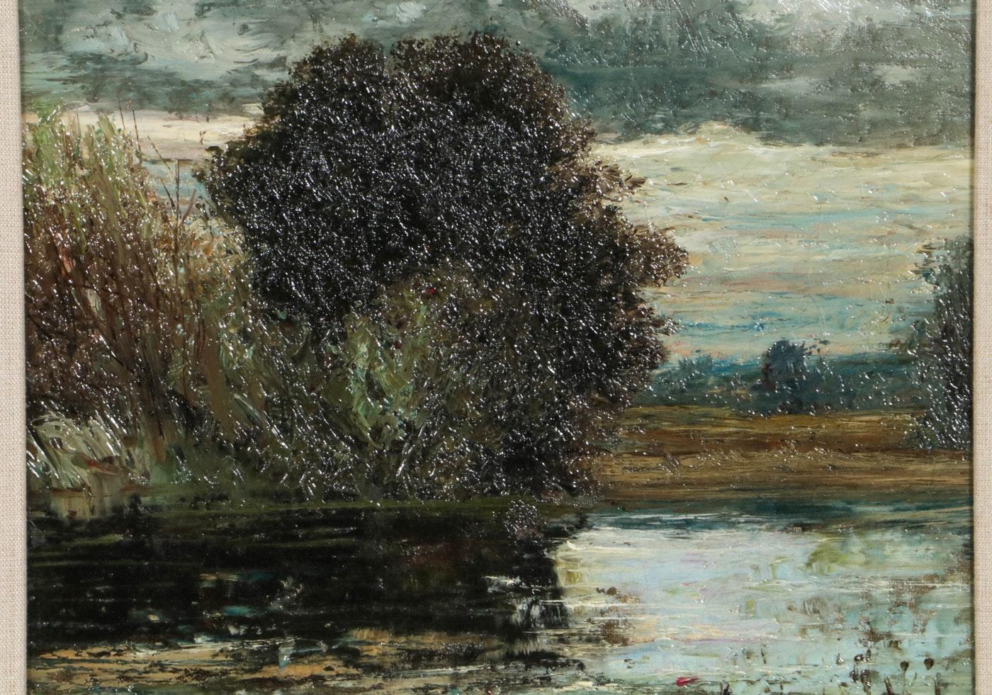 La luce del sole attraverso le nuvole della tempesta. - Painting di Unknown