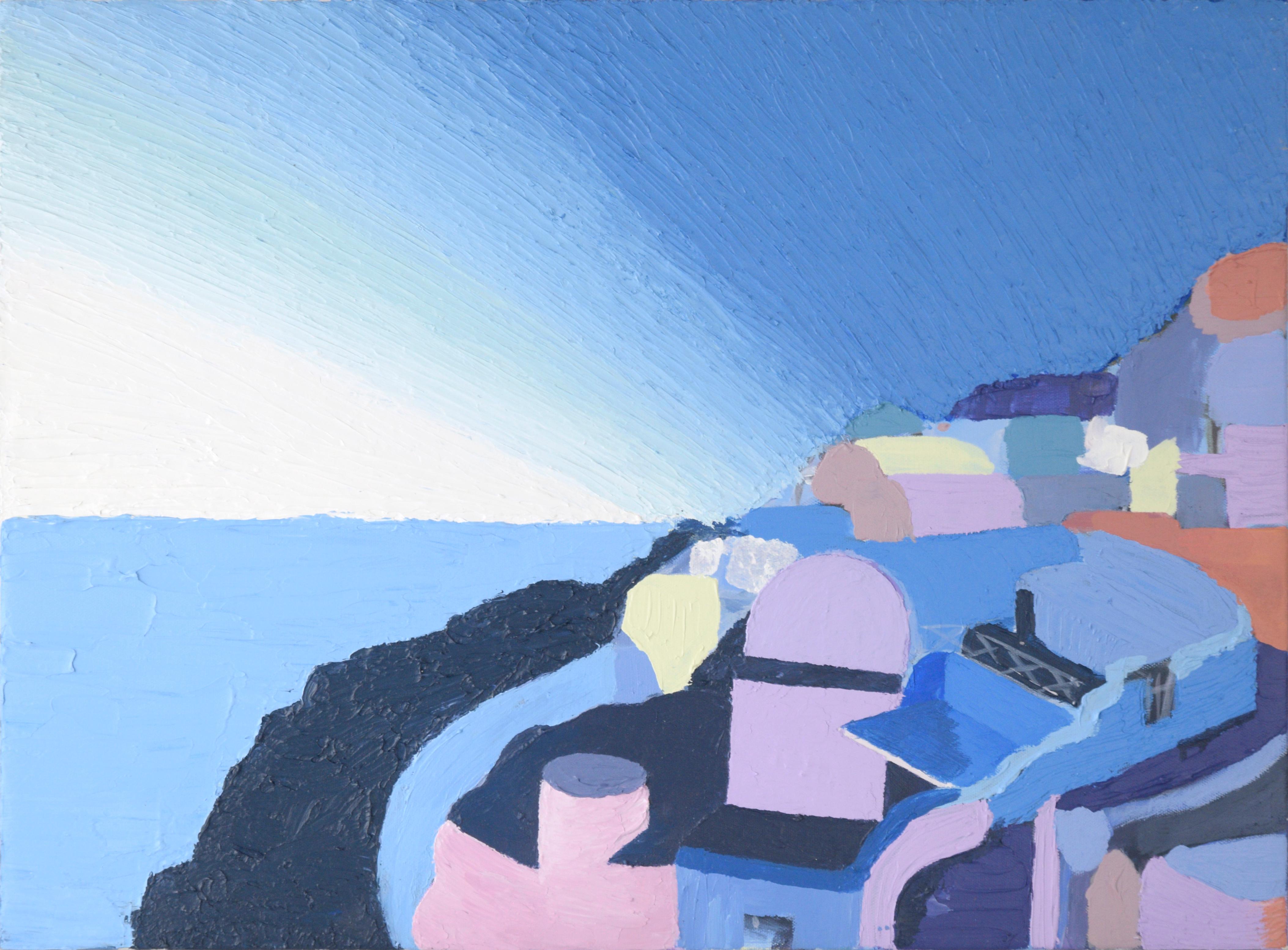 Unknown Landscape Painting – Sonnenaufgang an der Mittelmeerküste – Landschaft