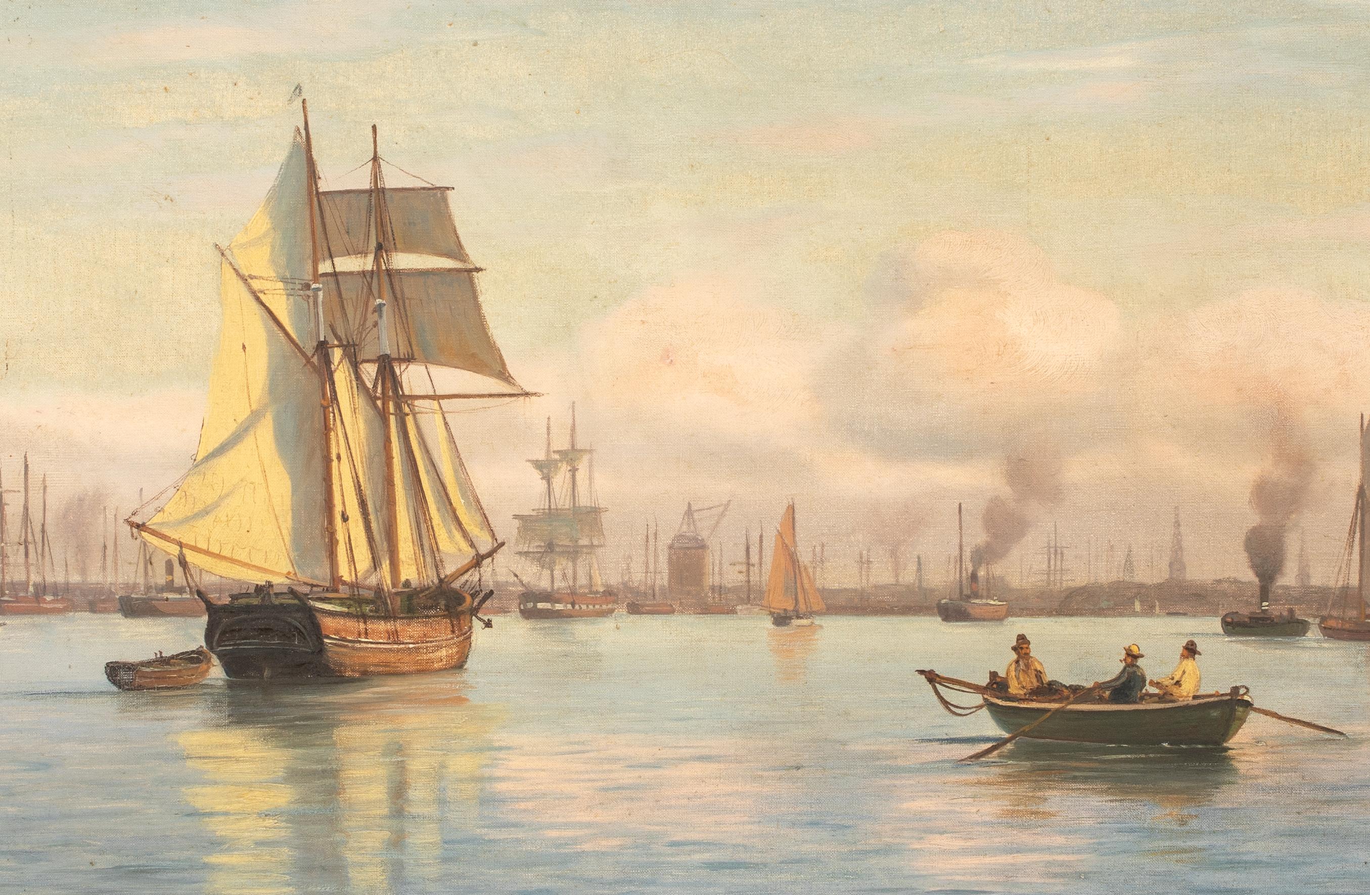 Coucher de soleil sur le port de Copenhague, 19e siècle  par Johan Jens Neumann (1860-1940) en vente 1