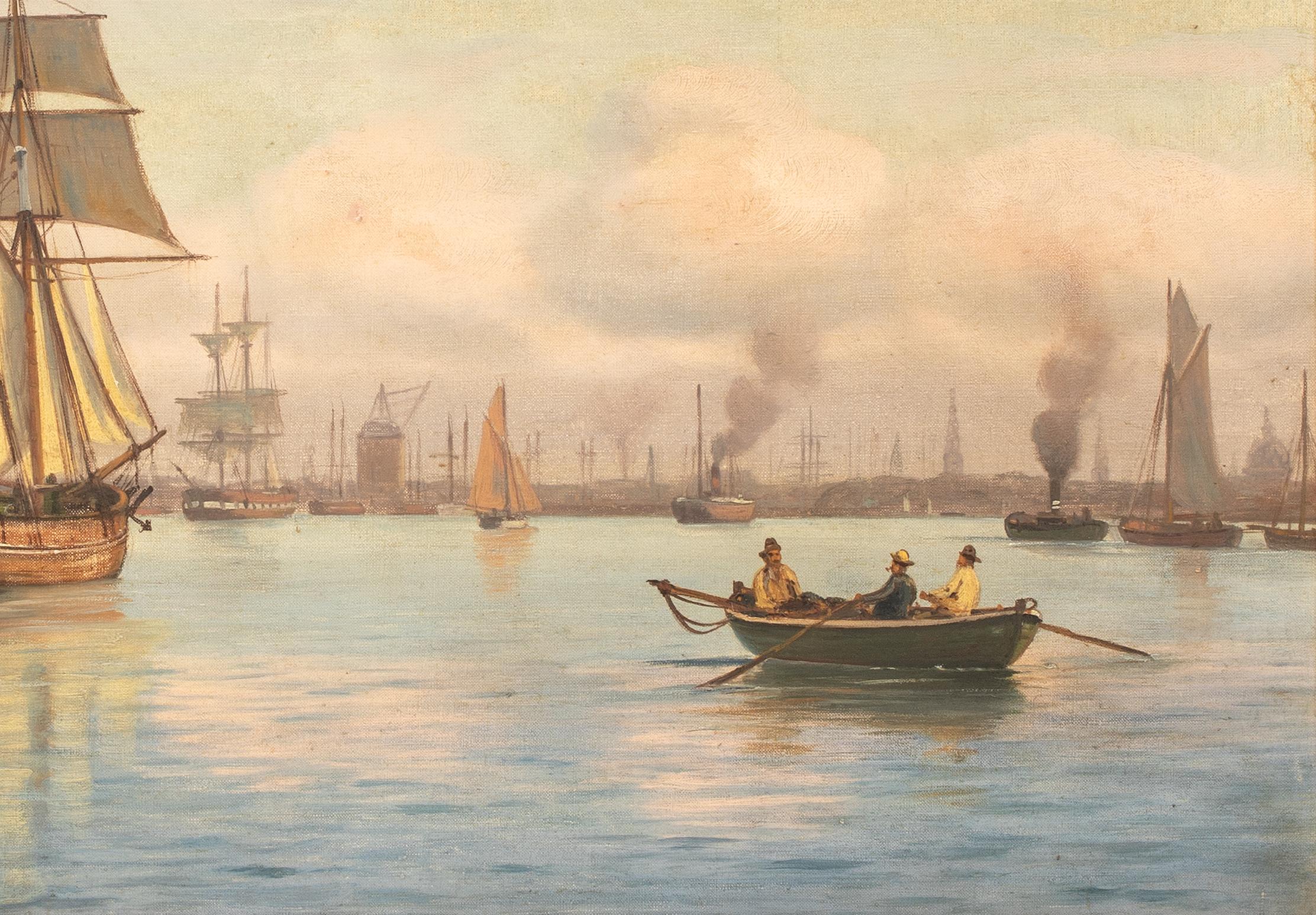 Coucher de soleil sur le port de Copenhague, 19e siècle  par Johan Jens Neumann (1860-1940) en vente 2