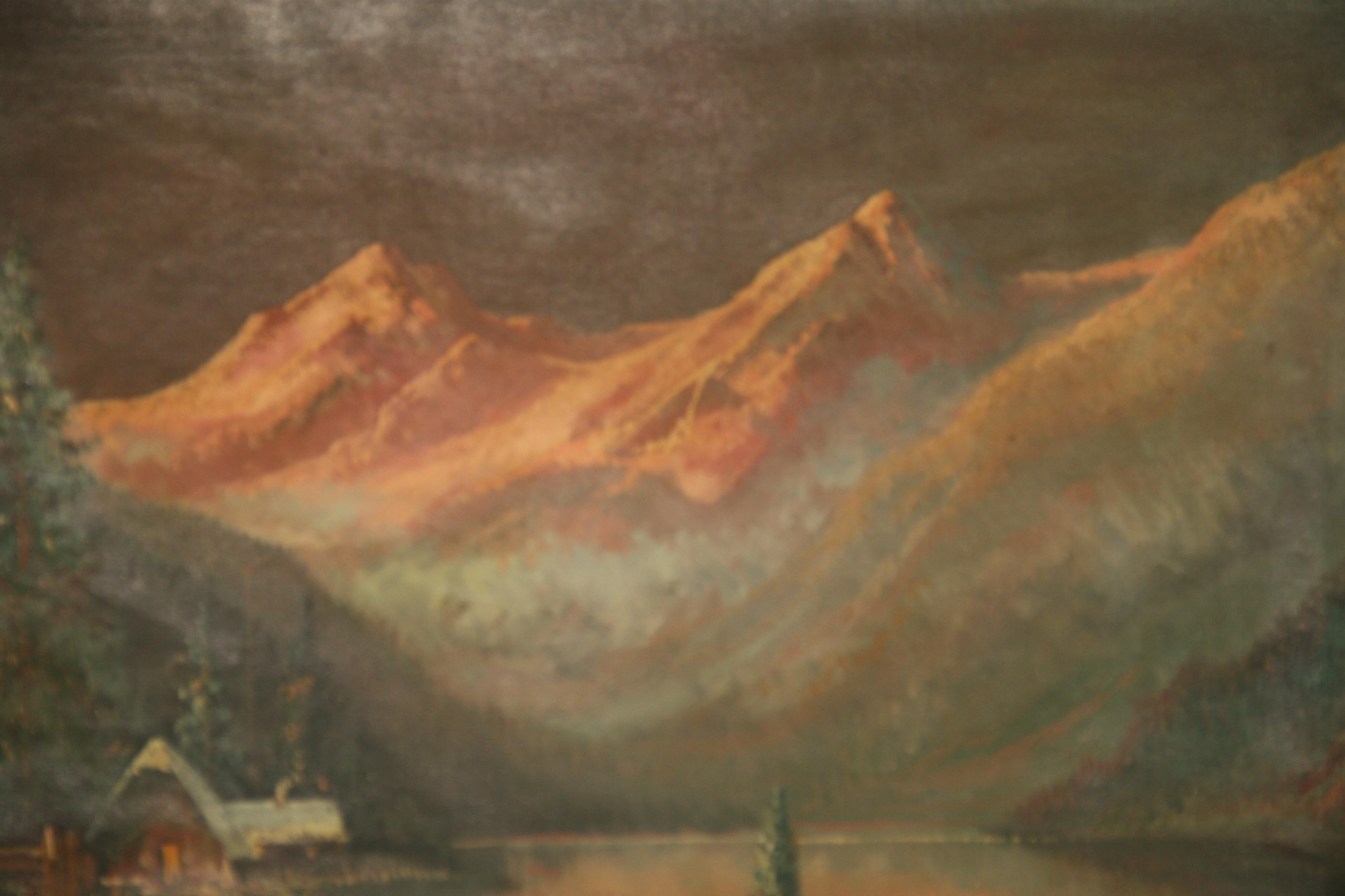 5151 Antique Austrian large scale  landscape oil painting
signed, framed
Image size 35.5x23.5