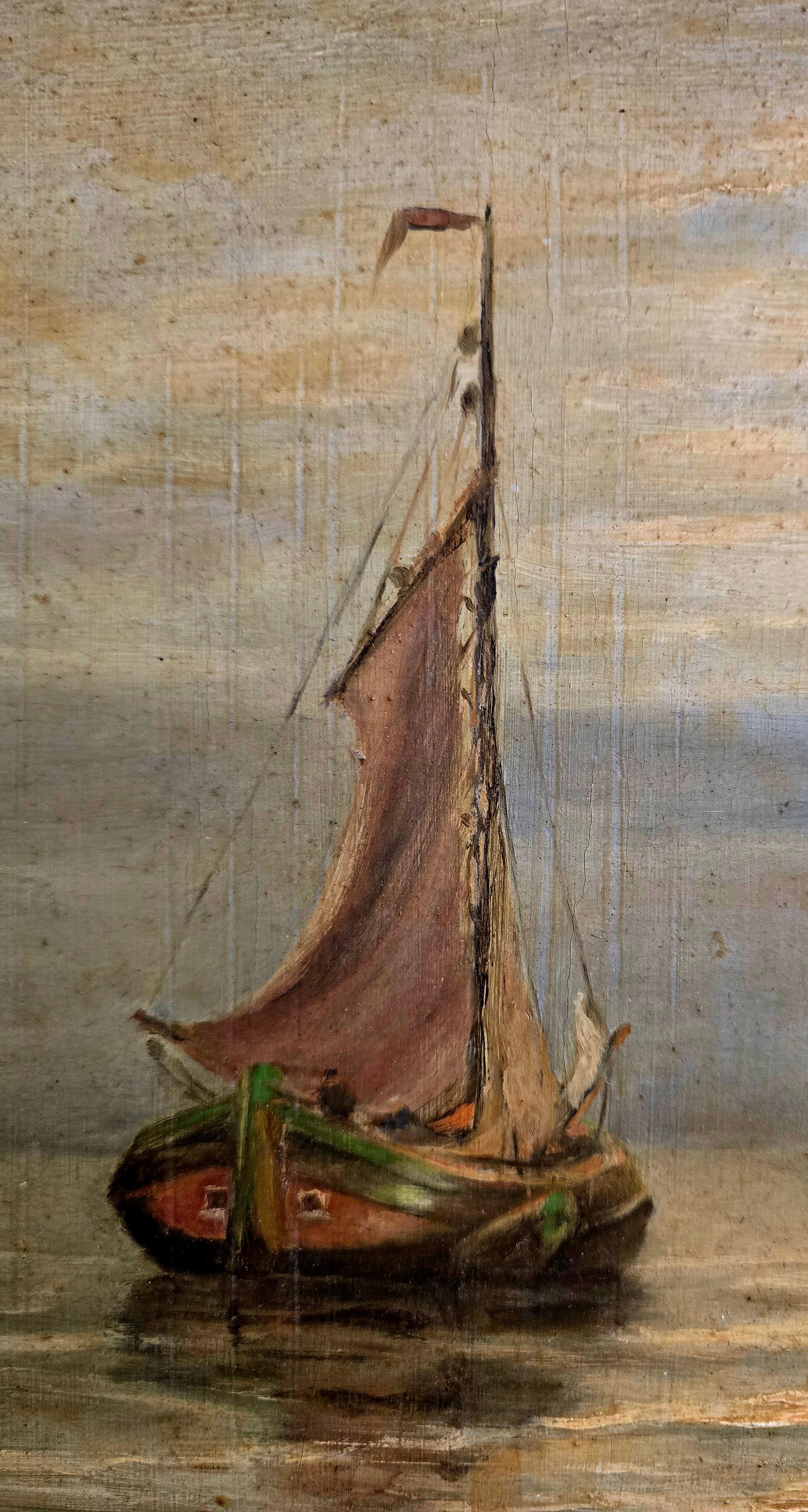 Sunset Seas - Brown Landscape Painting by Unknown