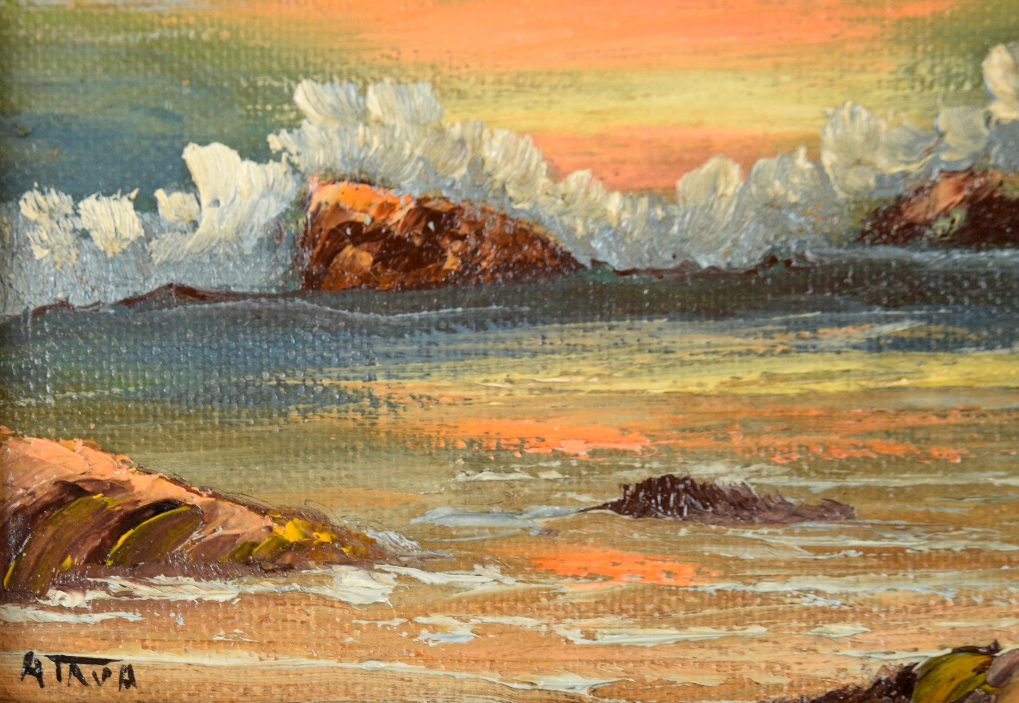 Sunset Seascape - Small Plein Air Oil Painting on Canvas 3