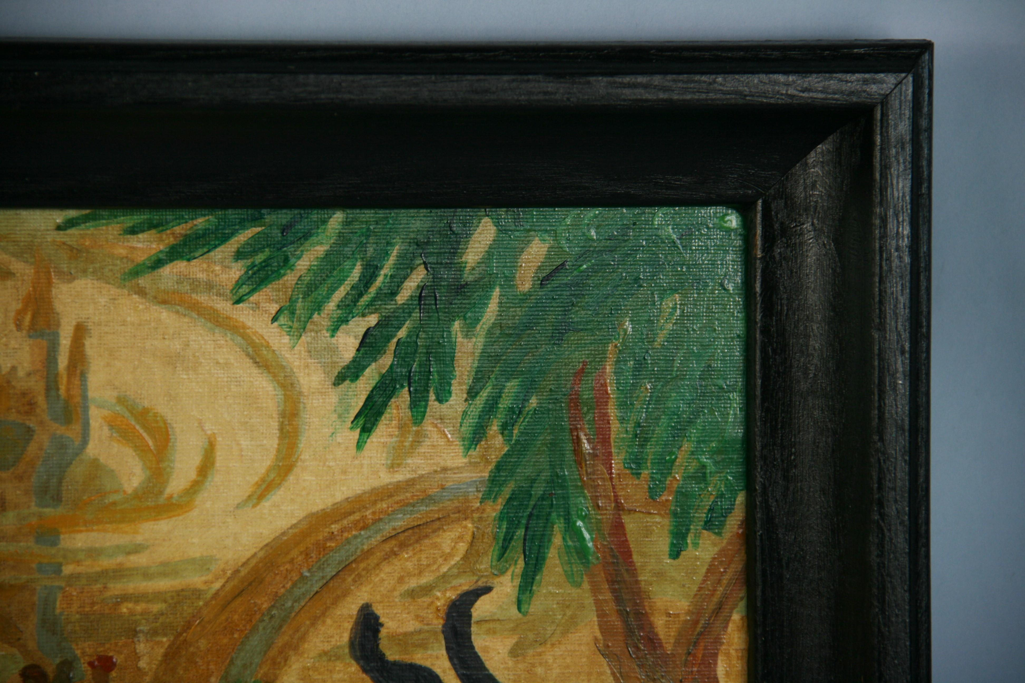 Pintura al óleo fantasía surrealista infantil 1956 en venta 6