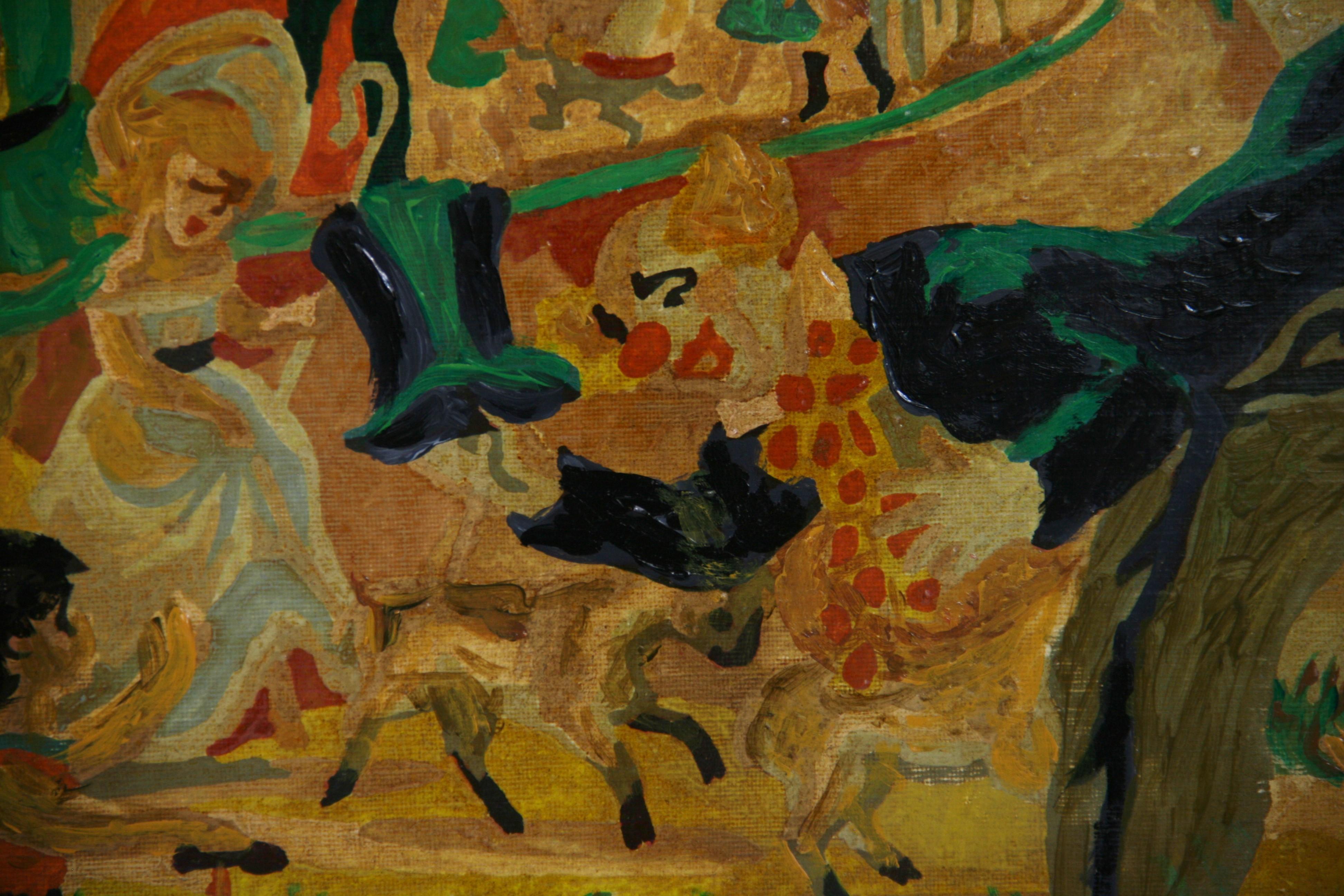 Pintura al óleo fantasía surrealista infantil 1956 en venta 4