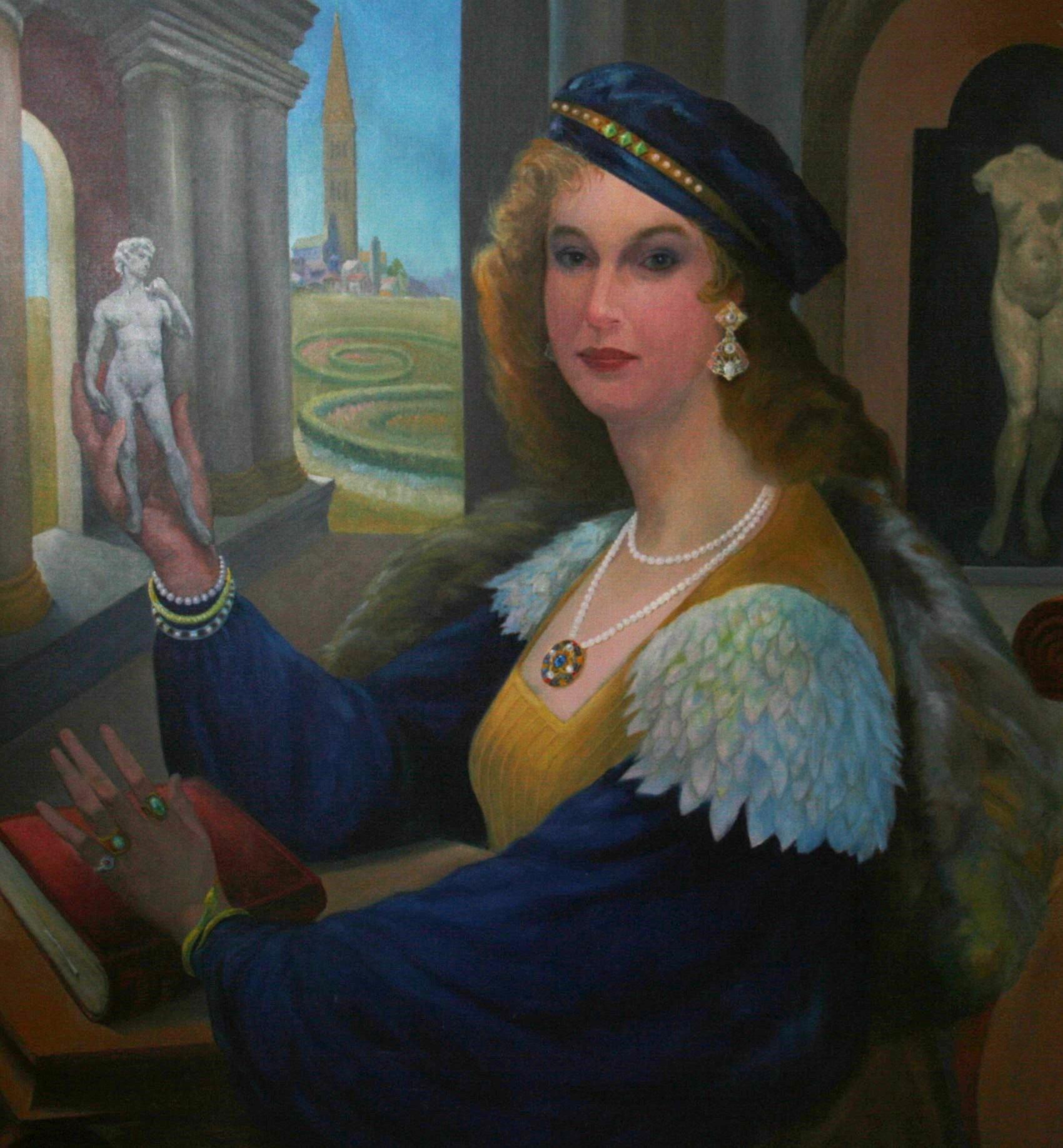 Surreal Renaissance Countess Oversized  Female Figurative Oil Painting