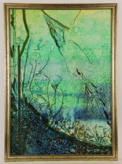 Vintage  Surreal Underwater   Mixed Media Abstract Landscape 