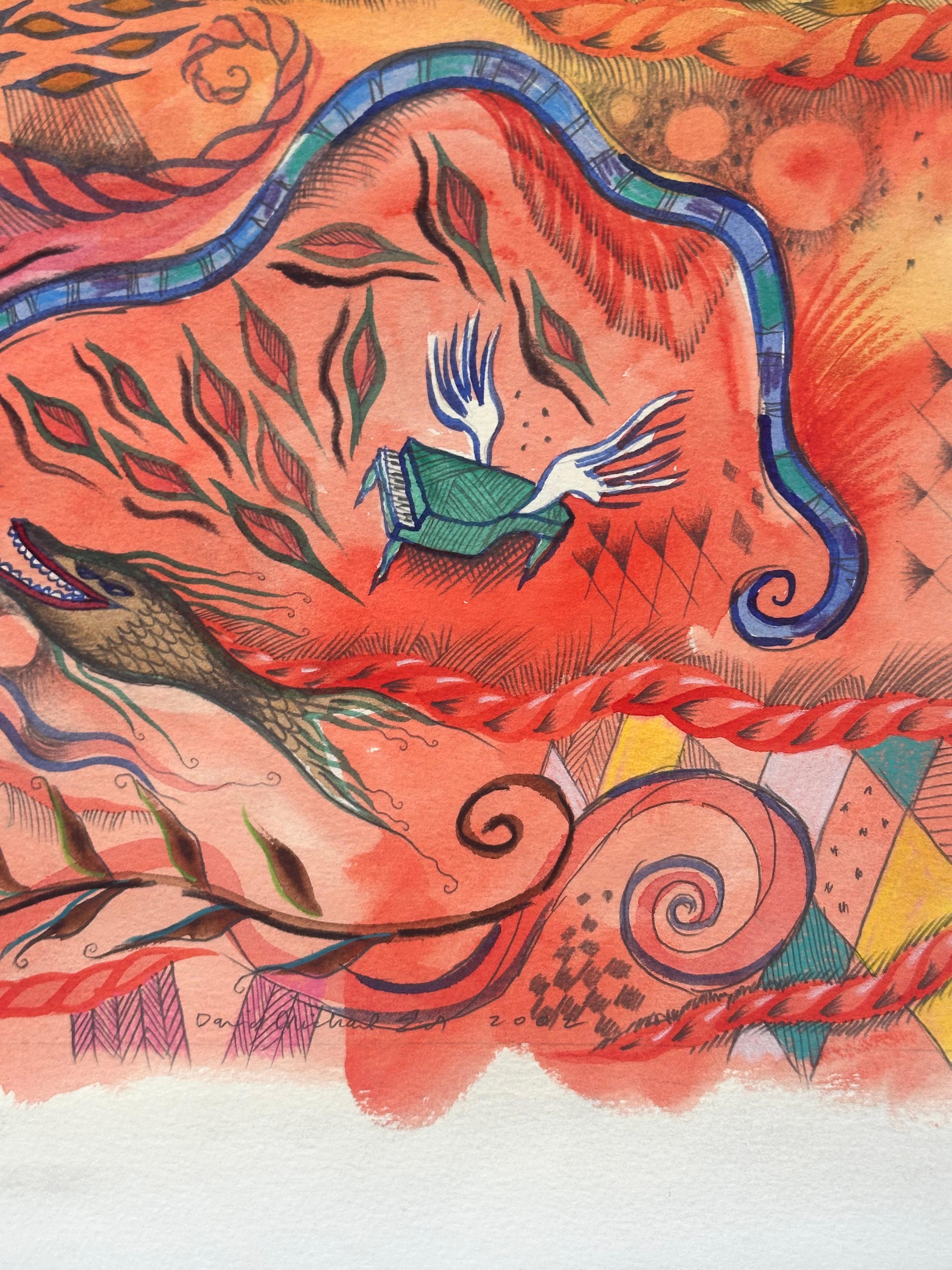 Surrealistische musikalische Fantasie – Painting von Unknown
