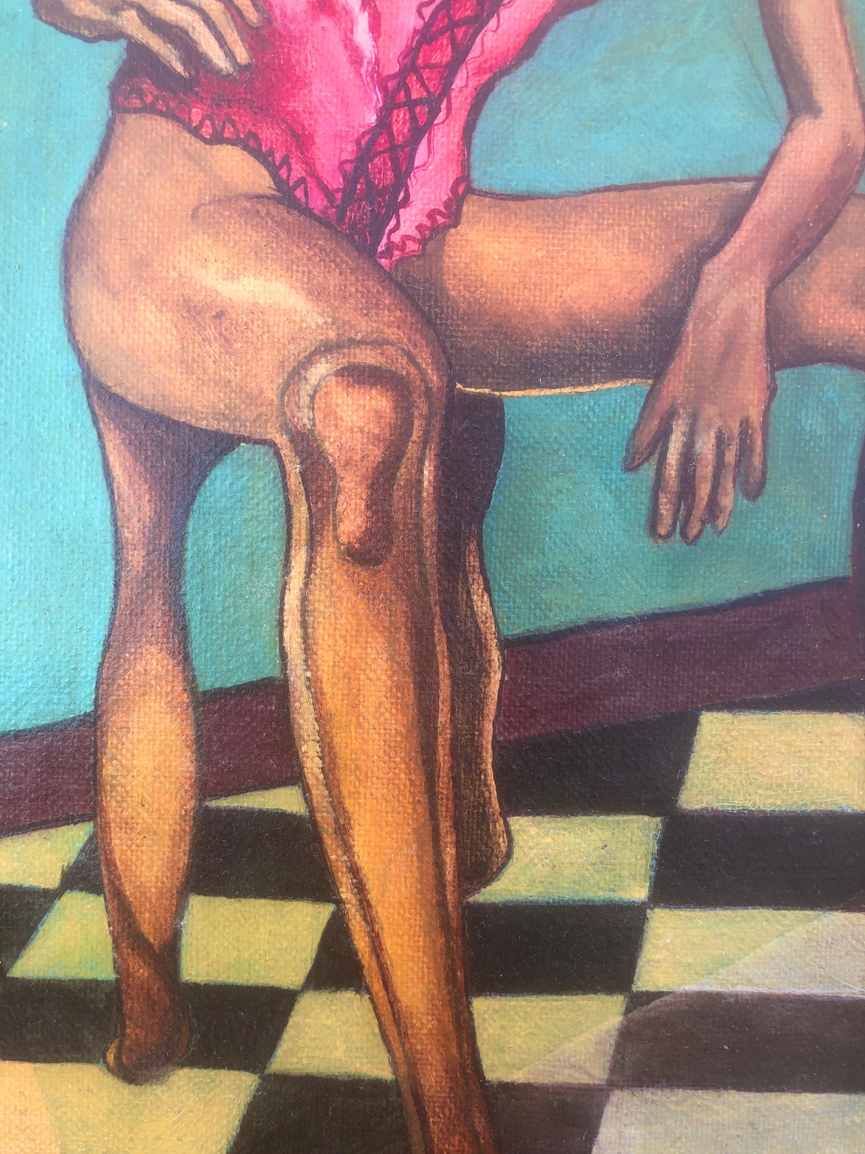 Escena surrealista óleo sobre lienzo pintura surrealismo - Figurative Painting Marrón de Unknown