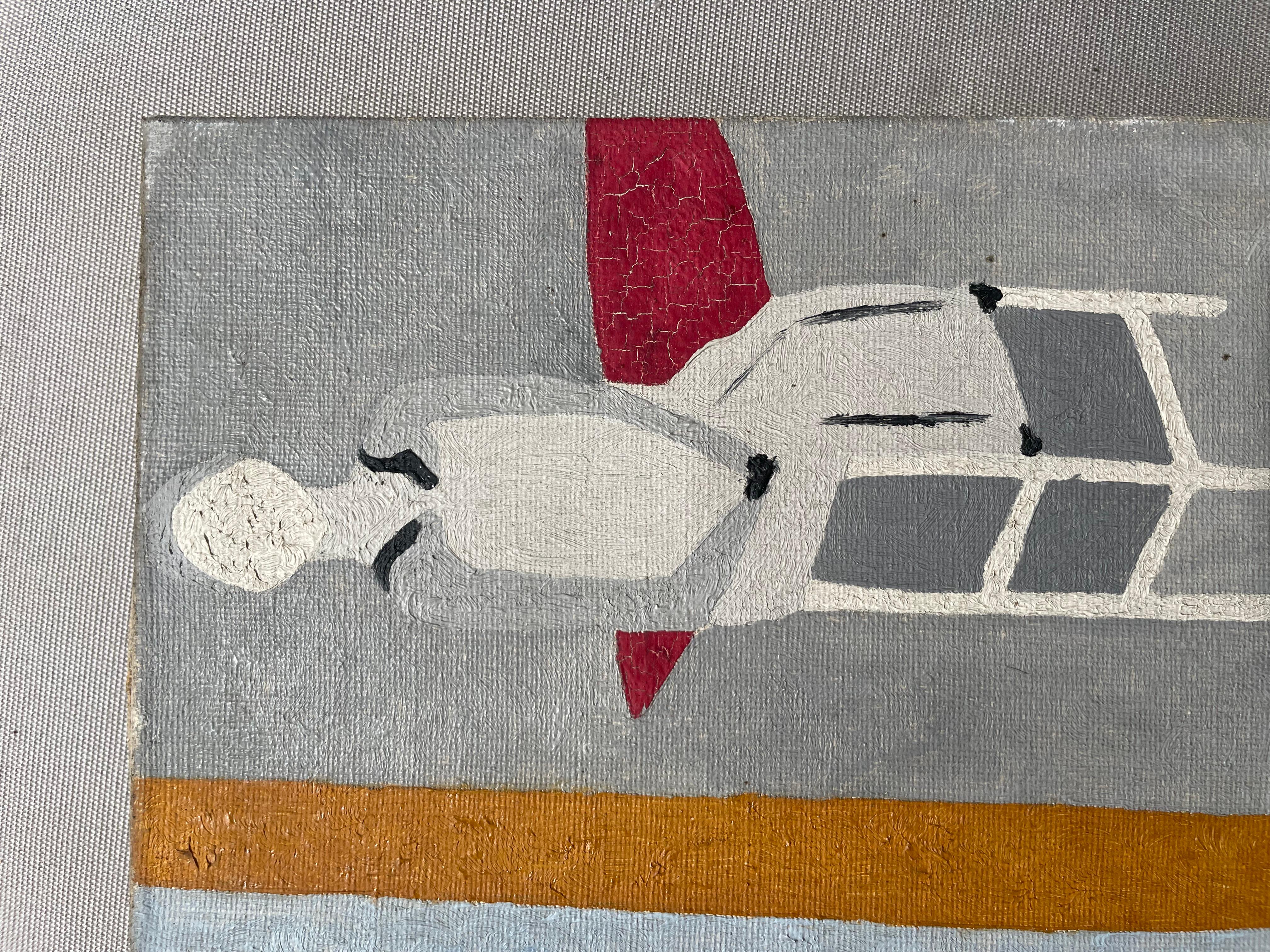 École surréaliste, huile sur toile signée Gibert 1953 - Marron Interior Painting par Unknown