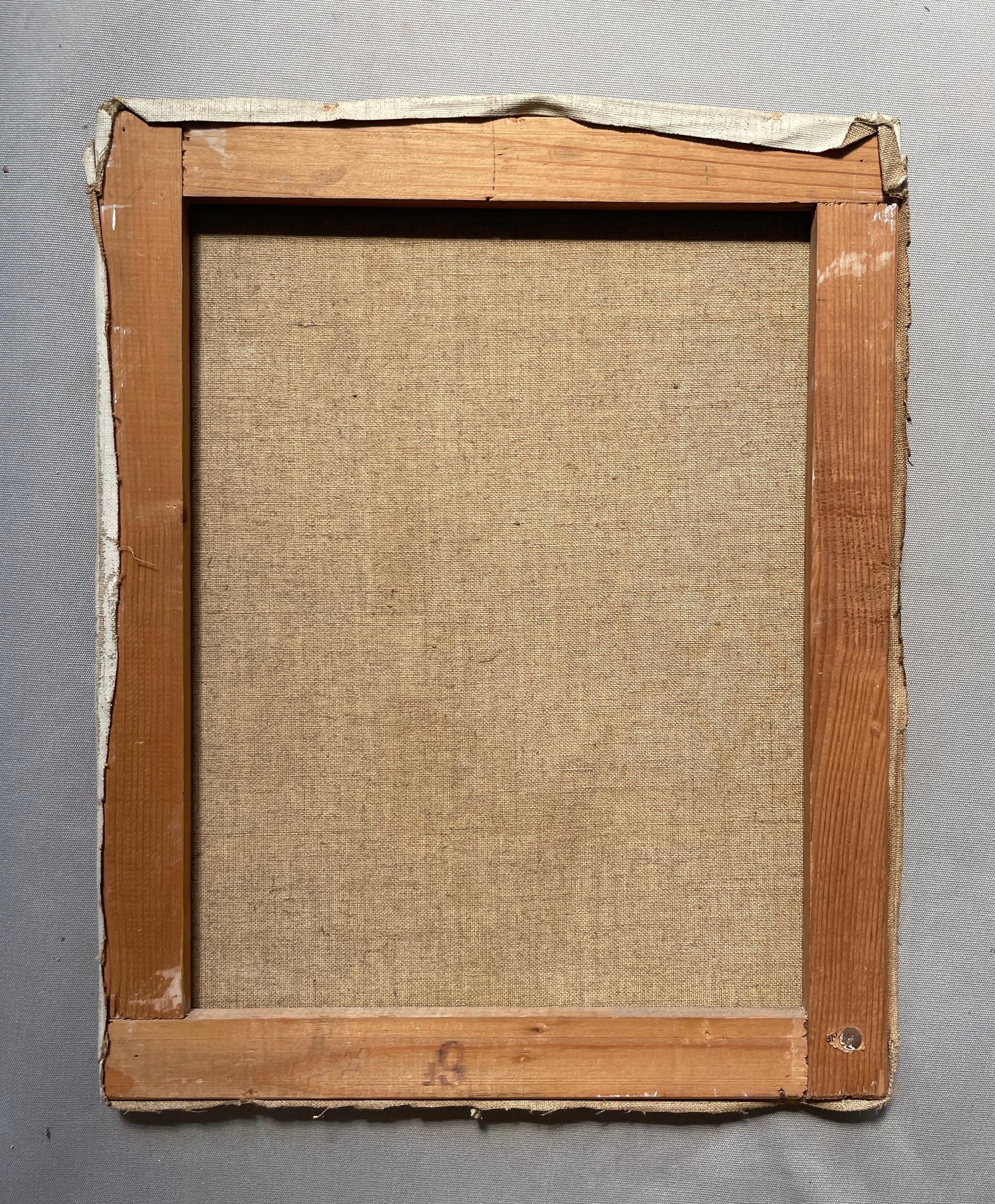 Huile sur toile signée Gibert et datée de 1953, école surréaliste.  
Fissures superficielles, bon état.  
41 x 33 cm.