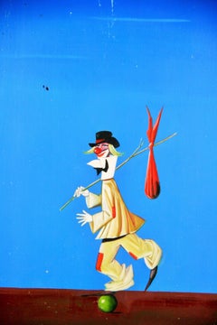 Vintage Surrealistic Clown Painting