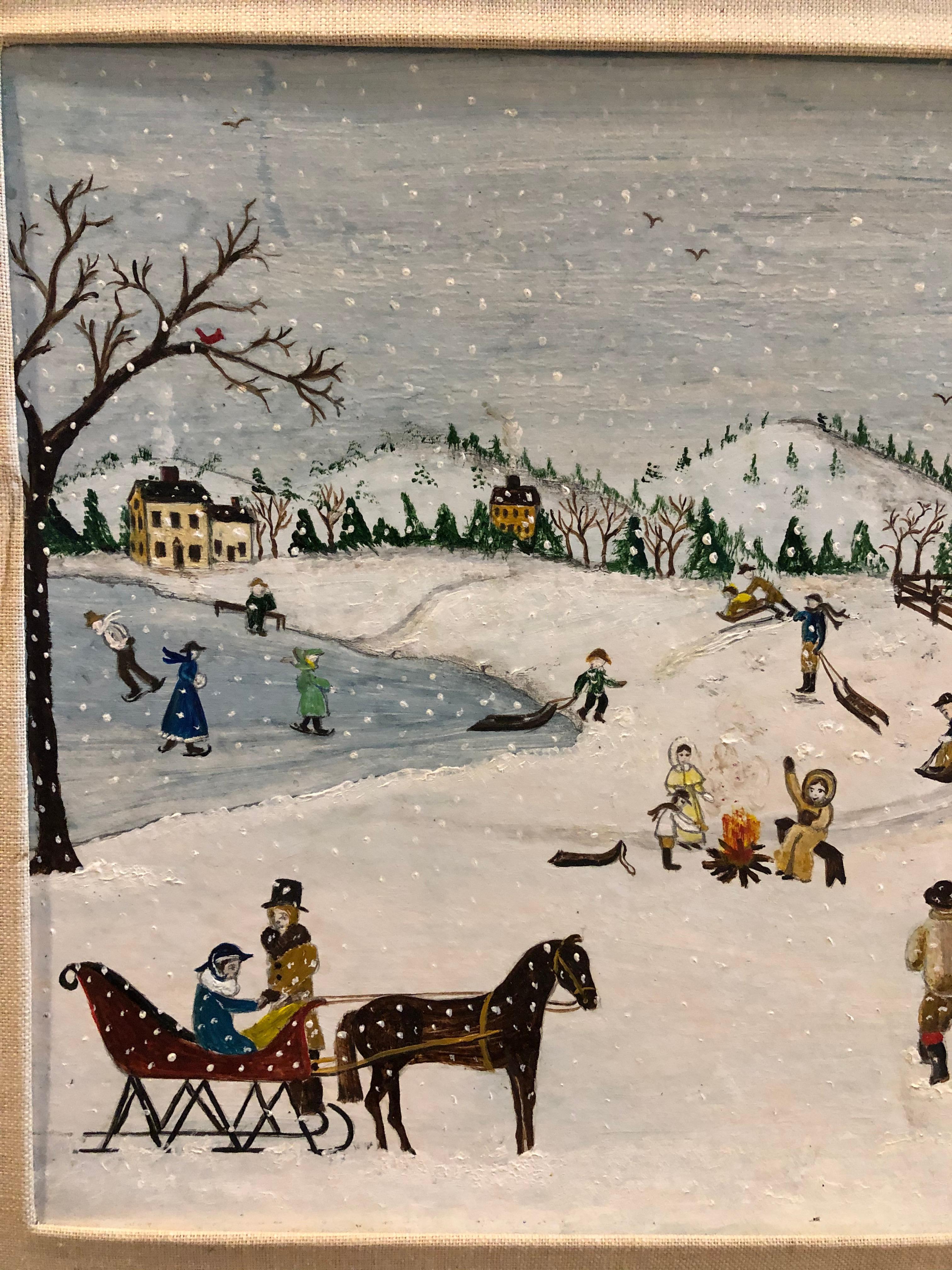 Susan Northey Winch Folk Art Winter Scene For Sale 2