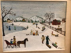 Vintage Susan Northey Winch Folk Art Winter Scene