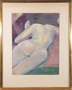 Susan Paine - Framed 20th Century Acrylic, Female Nude in Purple
