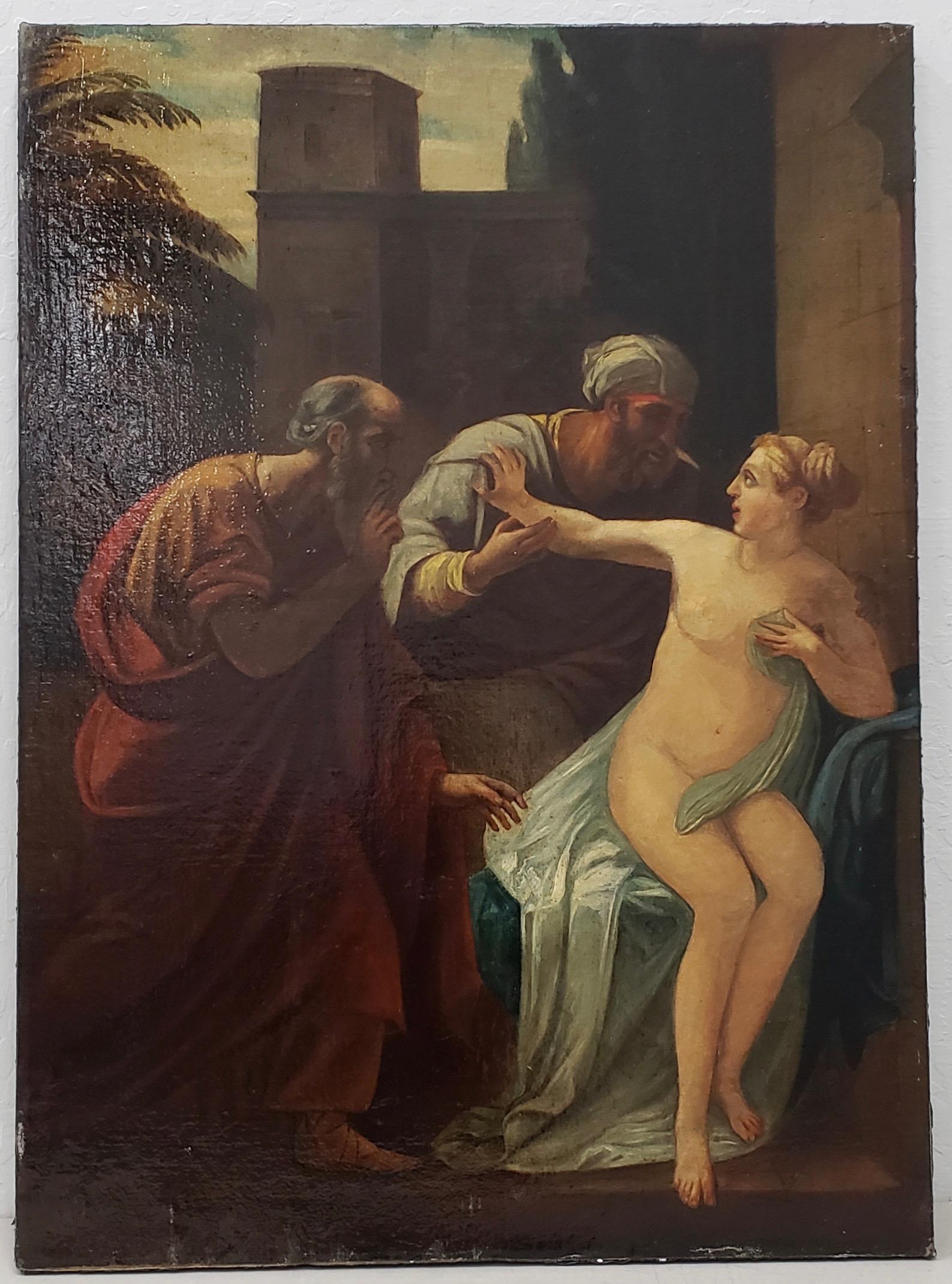 Mid 19th Century "Susanna And The Elders" After The Old Master by Martinelli 
