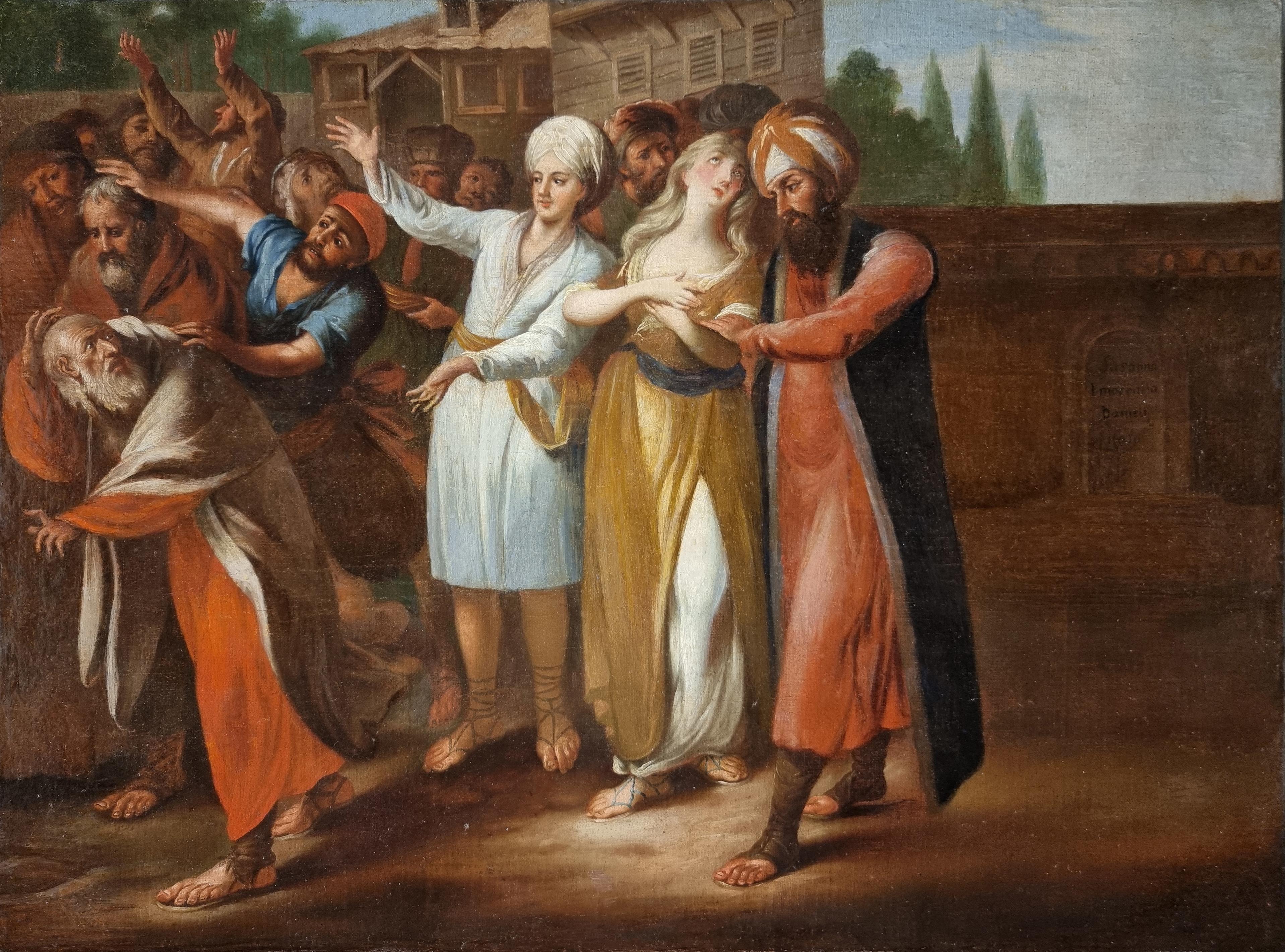 Susanna und die Älteren und die Heirat der Jungfrau. Französisches Paar, 18. Jahrhundert. – Painting von Unknown