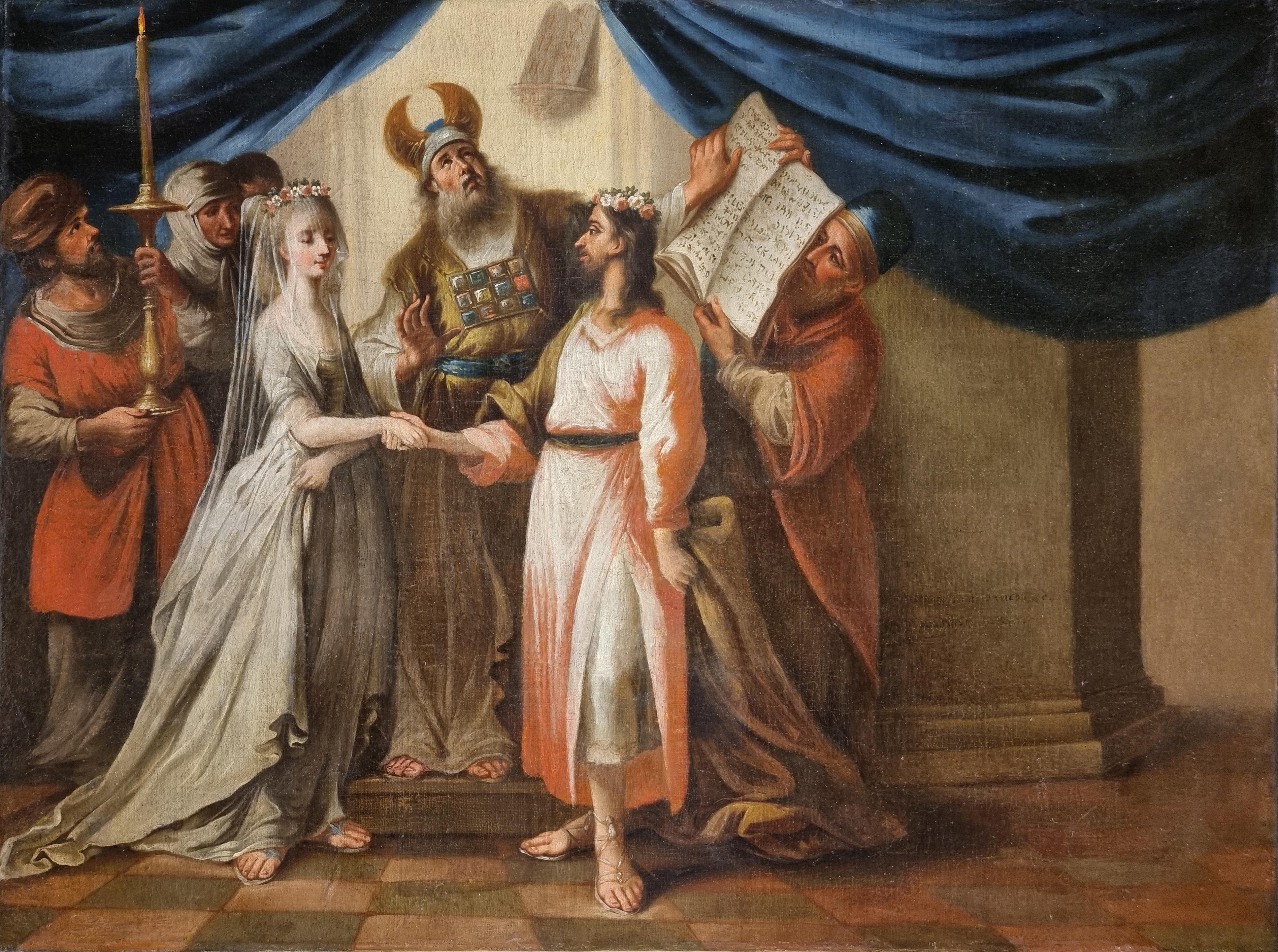 Susanna und die Älteren und die Heirat der Jungfrau. Französisches Paar, 18. Jahrhundert. (Schwarz), Figurative Painting, von Unknown