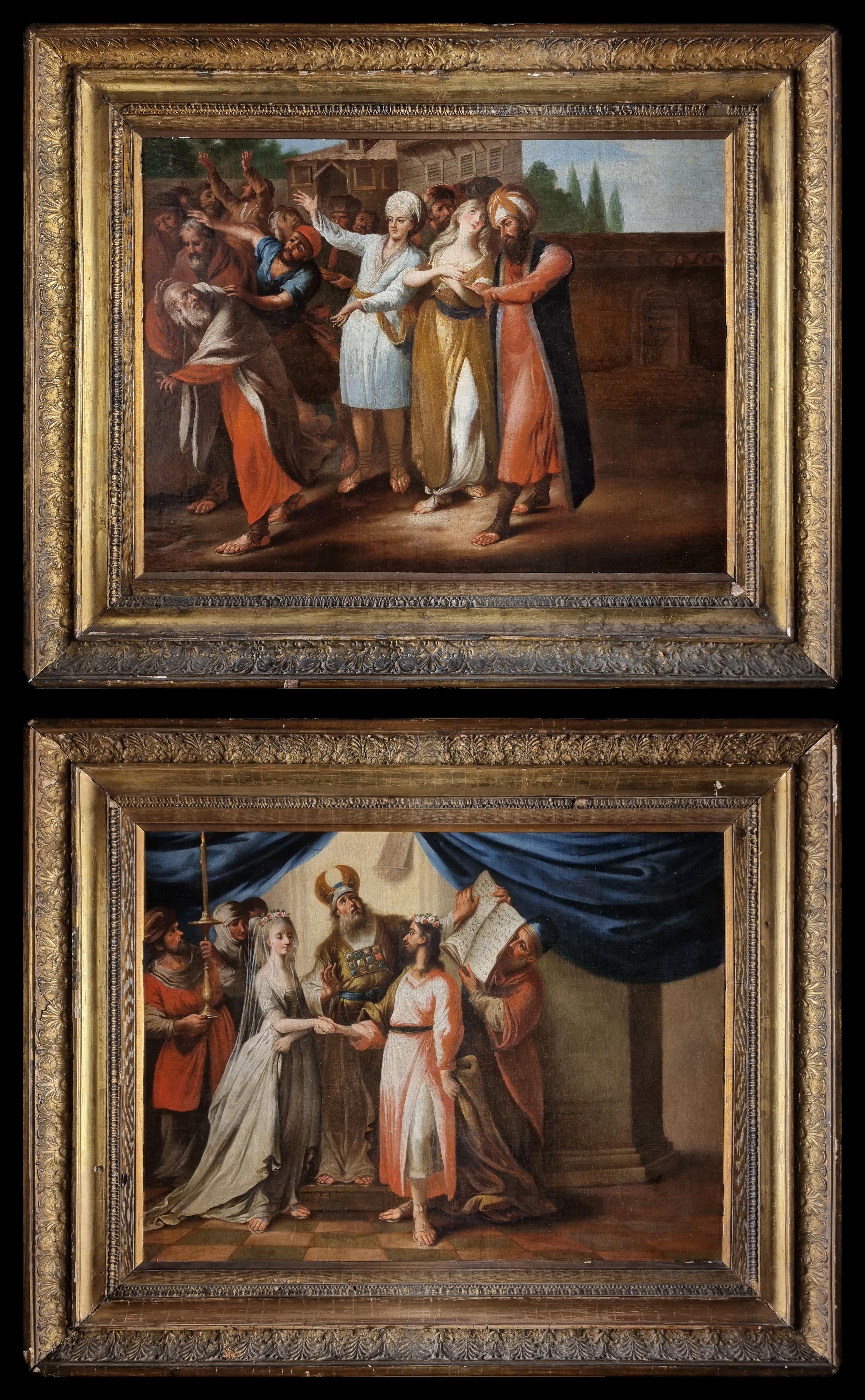 Unknown Figurative Painting – Susanna und die Älteren und die Heirat der Jungfrau. Französisches Paar, 18. Jahrhundert.