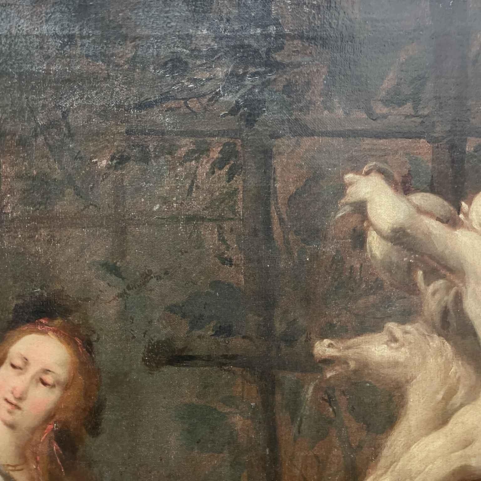 Susanna and the Old Men Biblical Scene Italian Oil Painting on Canvas 19th Century For Sale 10