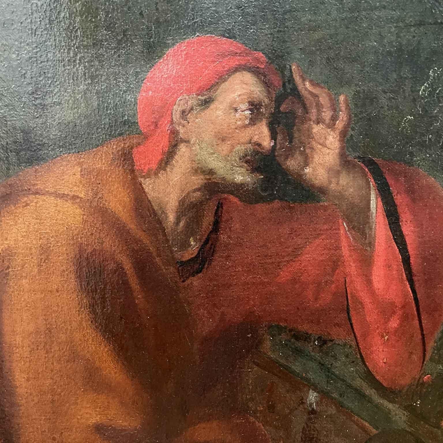 Susanna and the Old Men Biblical Scene Italian Oil Painting on Canvas 19th Century For Sale 1
