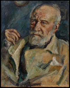 Susi Zimmermann (geb. 1883) - 1938 Öl, Bildnis eines Pfeife rauchenden Herrn