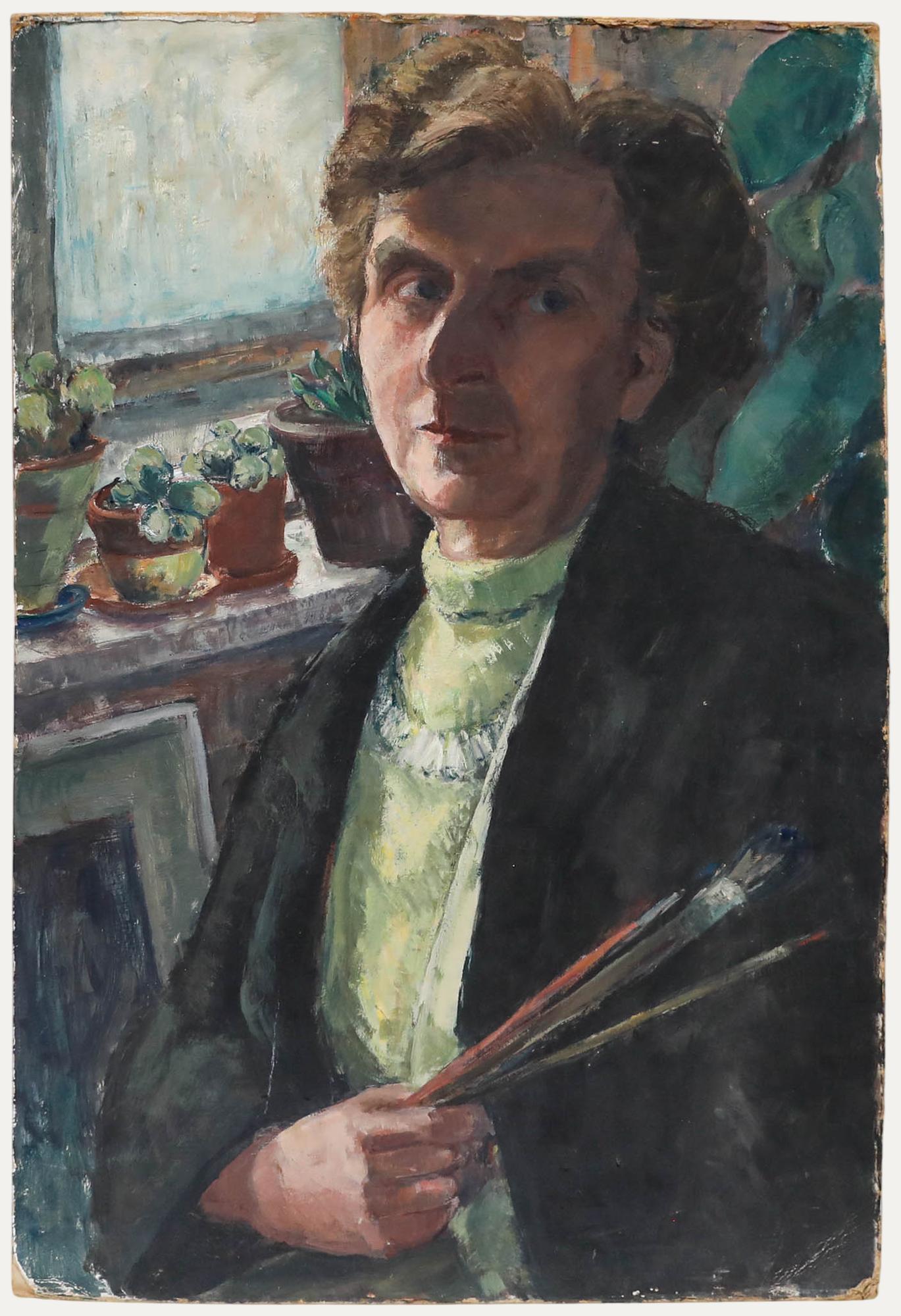 Unknown Portrait Painting - Susi Zimmermann (b.1883) - Early 20th Century Oil, Artist's Self-Portrait