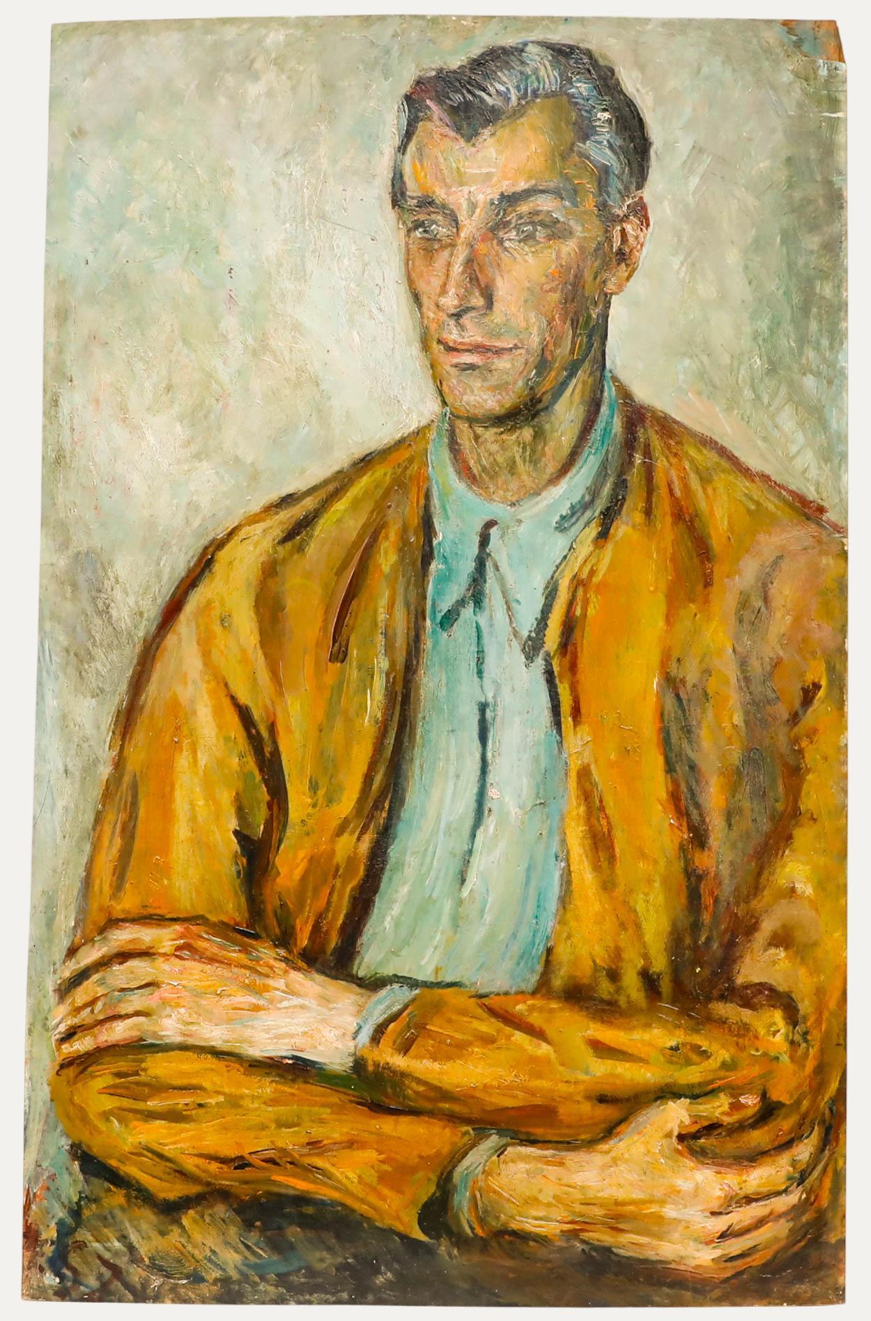 Susi Zimmermann (née en 1883) - Milieu du XXe siècle Huile, bras repliés