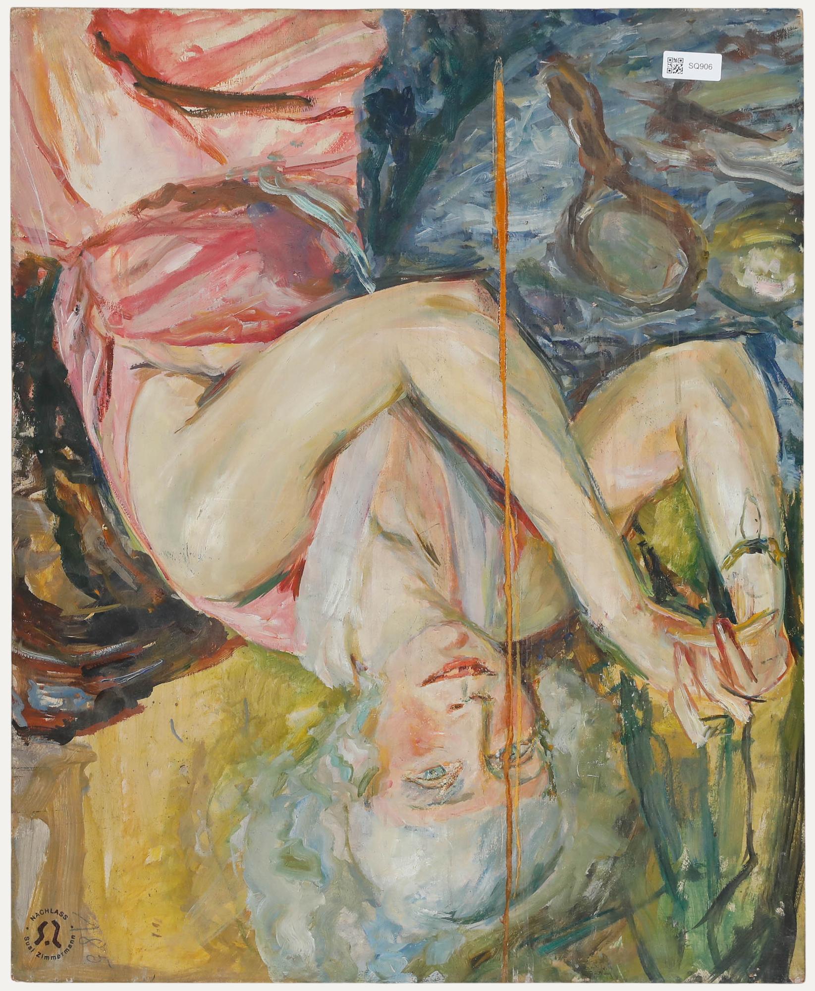 Susi Zimmermann (b.1883) - Oil, Portrait of Dr. Ernst Heinrich Zimmermann - Black Portrait Painting by Unknown