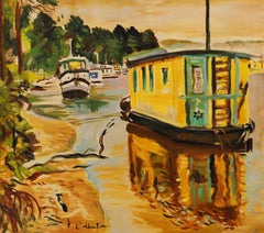 Susie Ray after Leslie Hunter  - 1991 Oil, House Boats, Loch Lomond