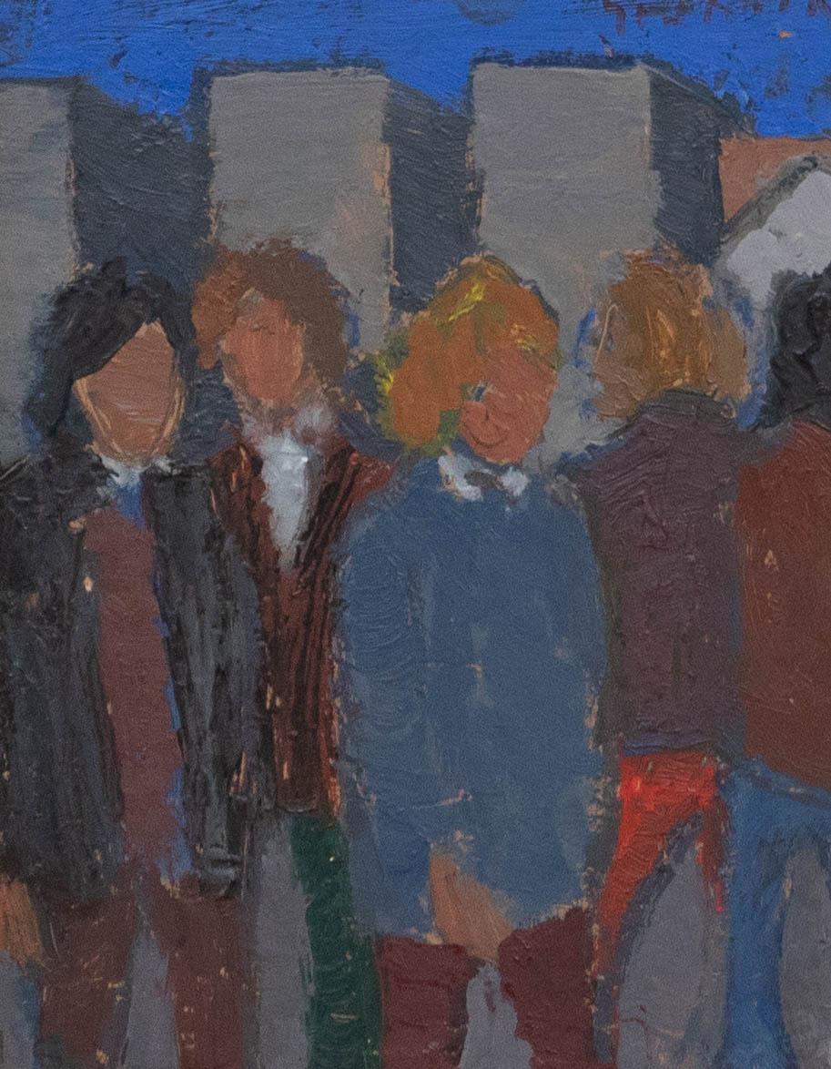 Svan Grandin (1906-1982) - Olio incorniciato della metà del XX secolo, Giovani di città - Painting di Unknown