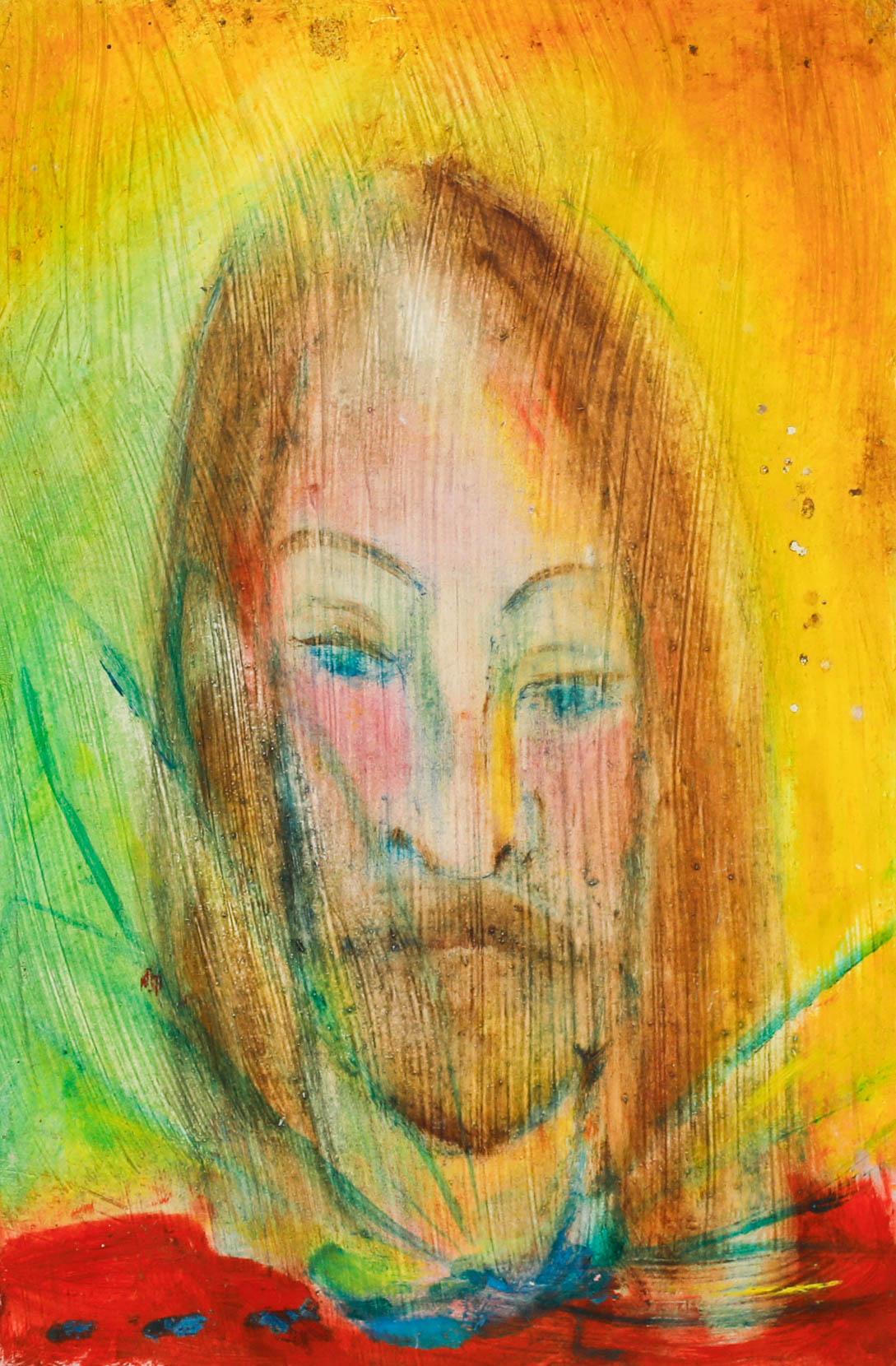 Portrait Painting di Unknown - Sven Berlin (1911-1999)  - Olio del XX secolo, Figura di santo