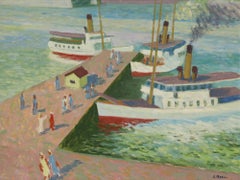 Sven Moell - Framed Mid 20th Century Oil, Steamboats