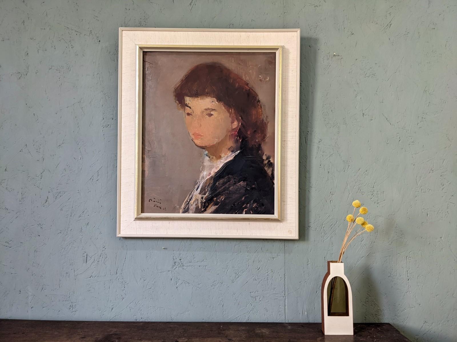 Swedish Mid-Century Expressionist Portrait Oil Painting - Auburn Hair, 1969 6