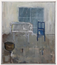 Swedish School 1985 Oil - Room with the Blue Chair
