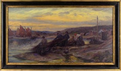 Swedish School, Fishermen Bringing In The Nets At Dusk, Oil Painting