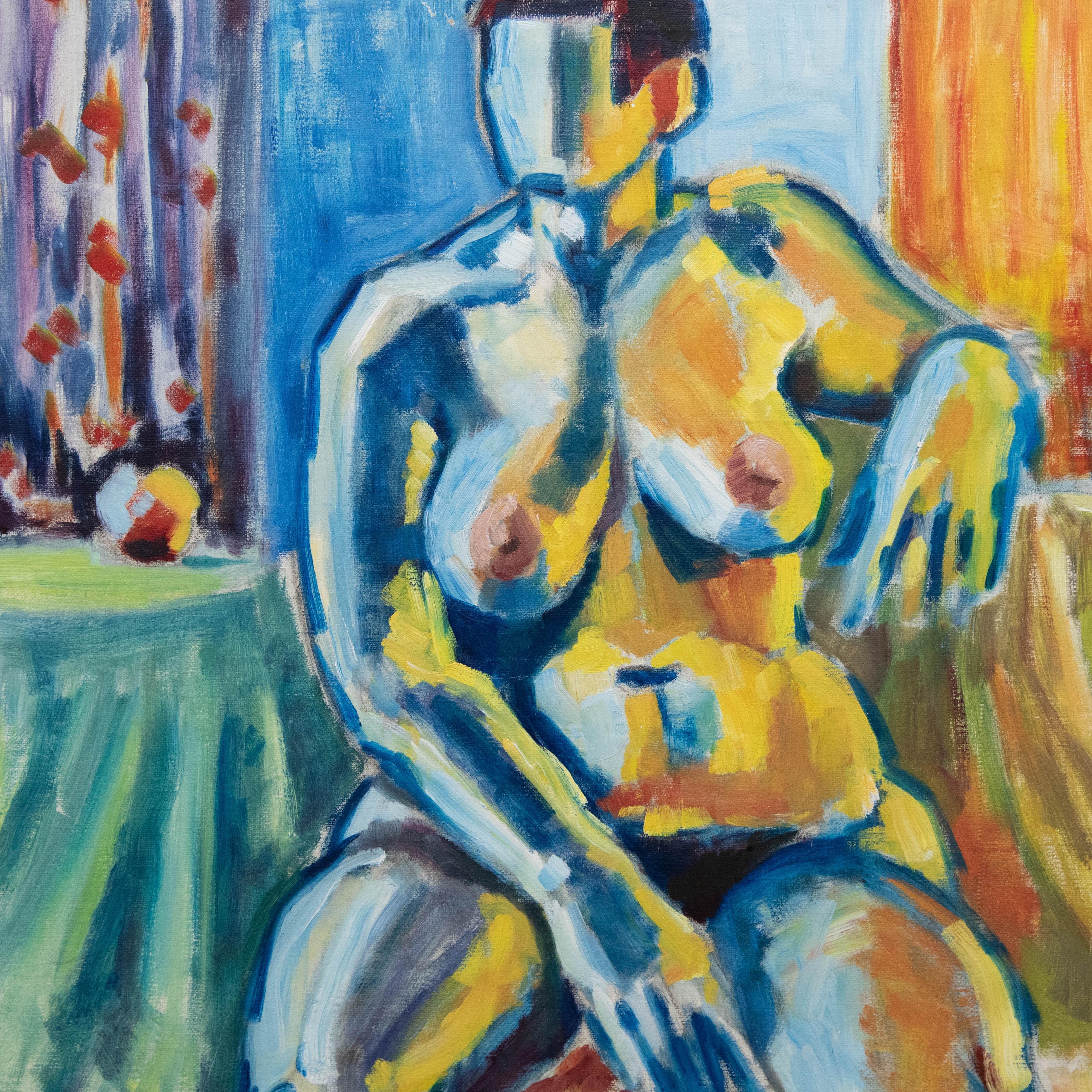 Swedish School Mid 20th Century Oil - Fauvist Nude Study For Sale 2