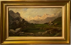 Swiss mountain landscape - Oil on canvas 35x62 cm