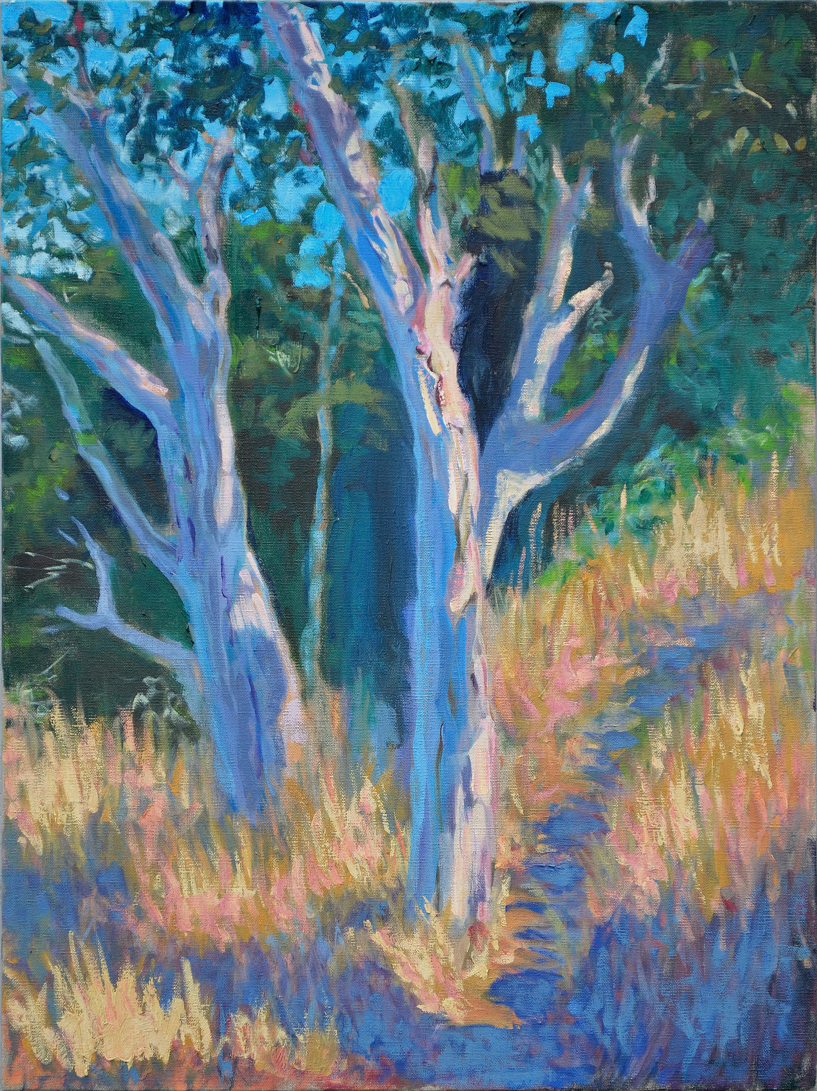 Unknown Landscape Painting - Fauvist Sycamore Trees Landscape
