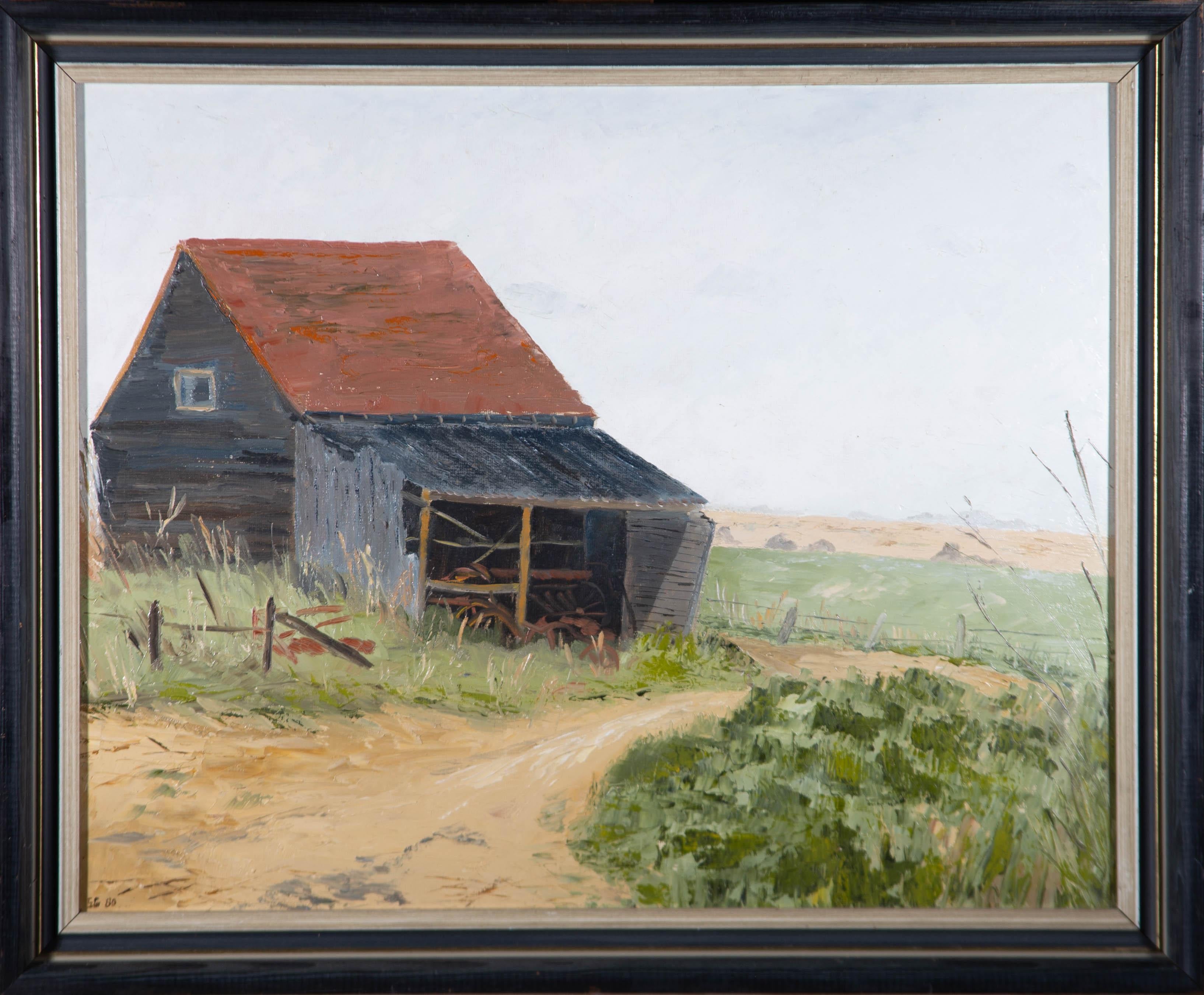 Unknown Landscape Painting - Sylvia Grottick - 1980 Oil, Dickens Farm Castle Hill