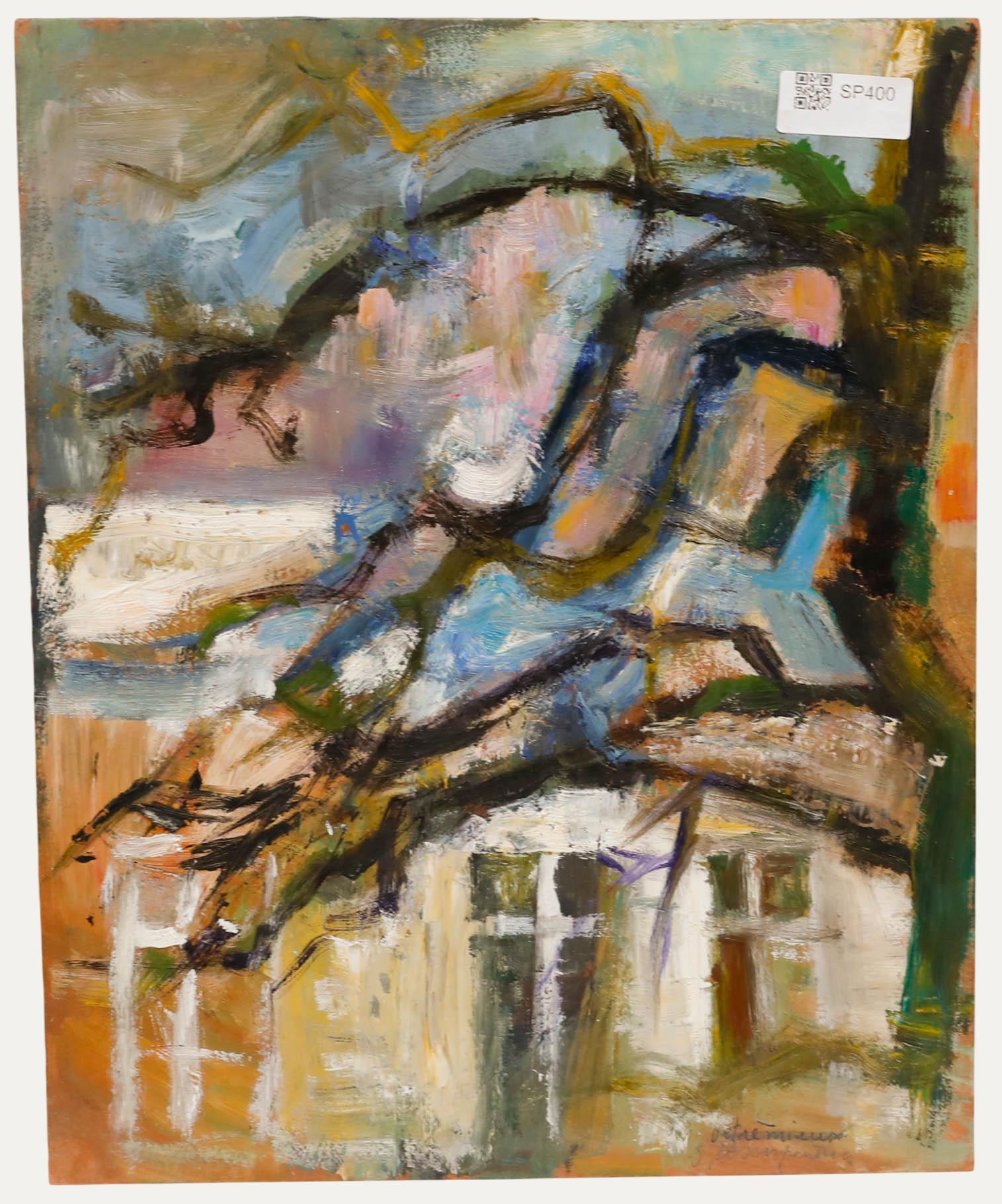 Sylviane Descarpentries (1925-2016) - Öl, Mohnblumen, Mitte des 20. Jahrhunderts (Grau), Still-Life Painting, von Unknown