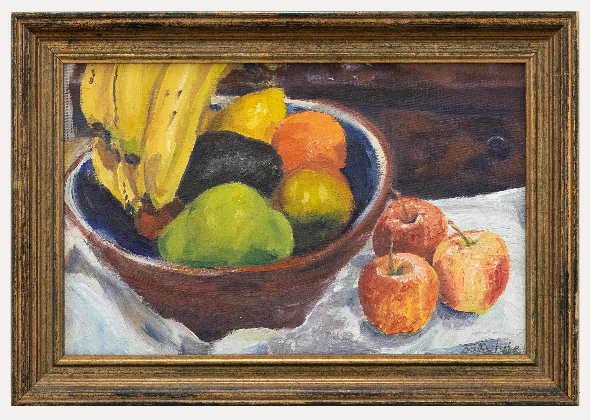 Unknown Still-Life Painting - Sylvie - Framed Contemporary Oil, Ripe for Eating